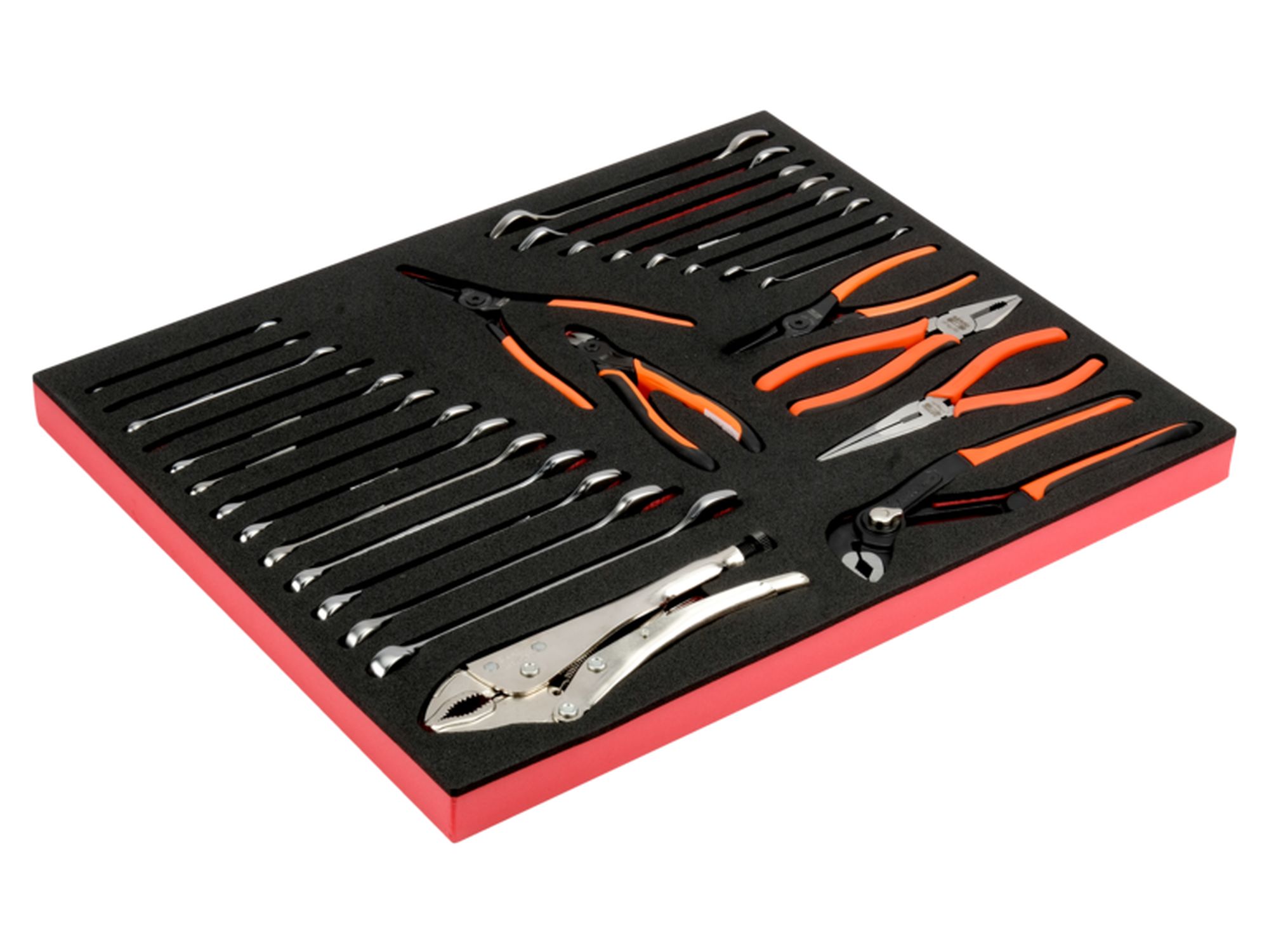 Juego de llaves y alicates en bandeja de foam 3/3 Fit&Go, 28 unidades
