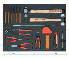 Composición de herramientas de corte y golpeo en bandeja de foam 3/3 Fit&Go (11 piezas)