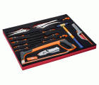 Juego de herramientas de corte y golpeo y destornilladores en bandeja de foam 3/3 Fit&Go, 16 unidades