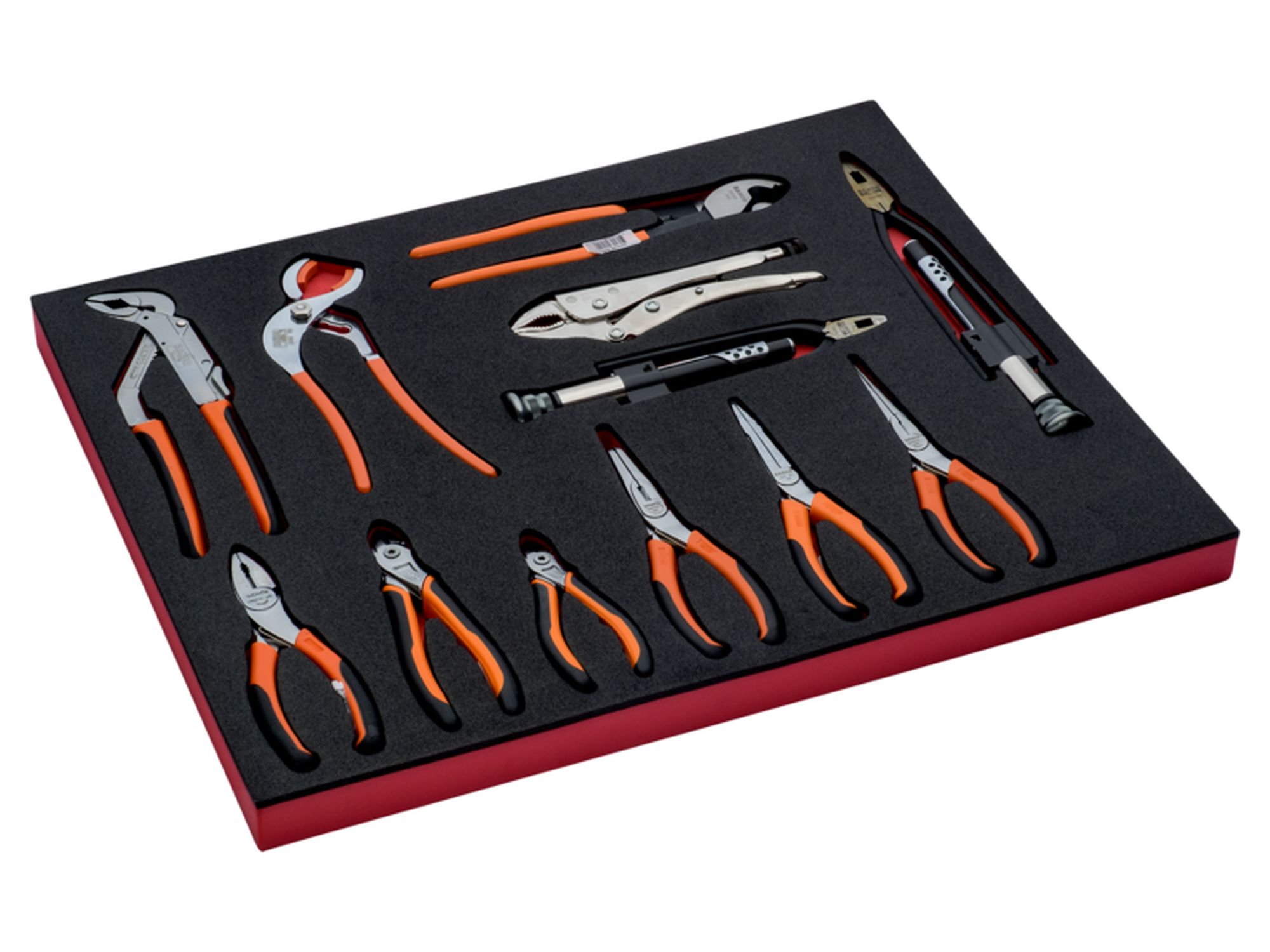 Juego de alicates y cortantes en bandeja de foam 3/3 Fit&Go (12 piezas)