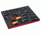 Juego de puntas, llaves acodadas y destornilladores en bandeja de foam 3/3 Fit&Go, 50 unidades