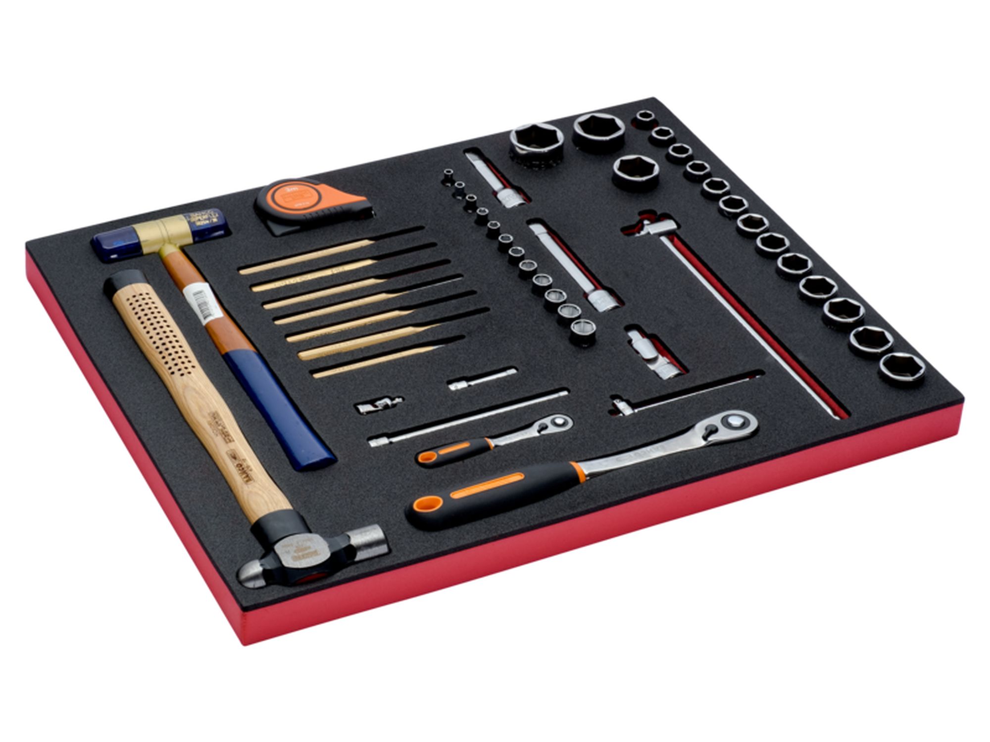 Juego de vasos y herramientas de golpeo en bandeja de foam 3/3 Fit&Go, 48 unidades