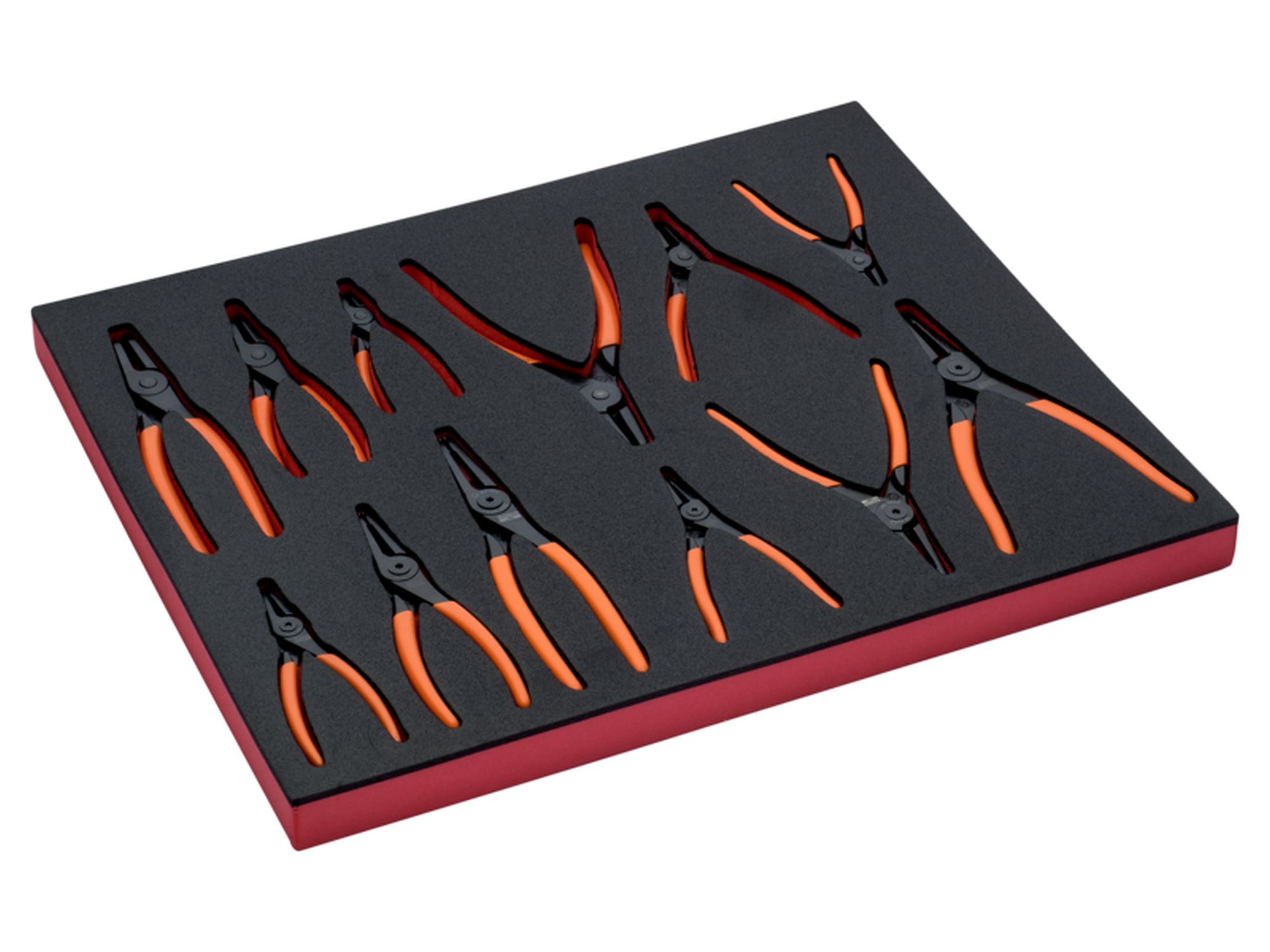 Juego de alicates para arandelas en bandeja de foam 3/3 Fit&Go (12 piezas)