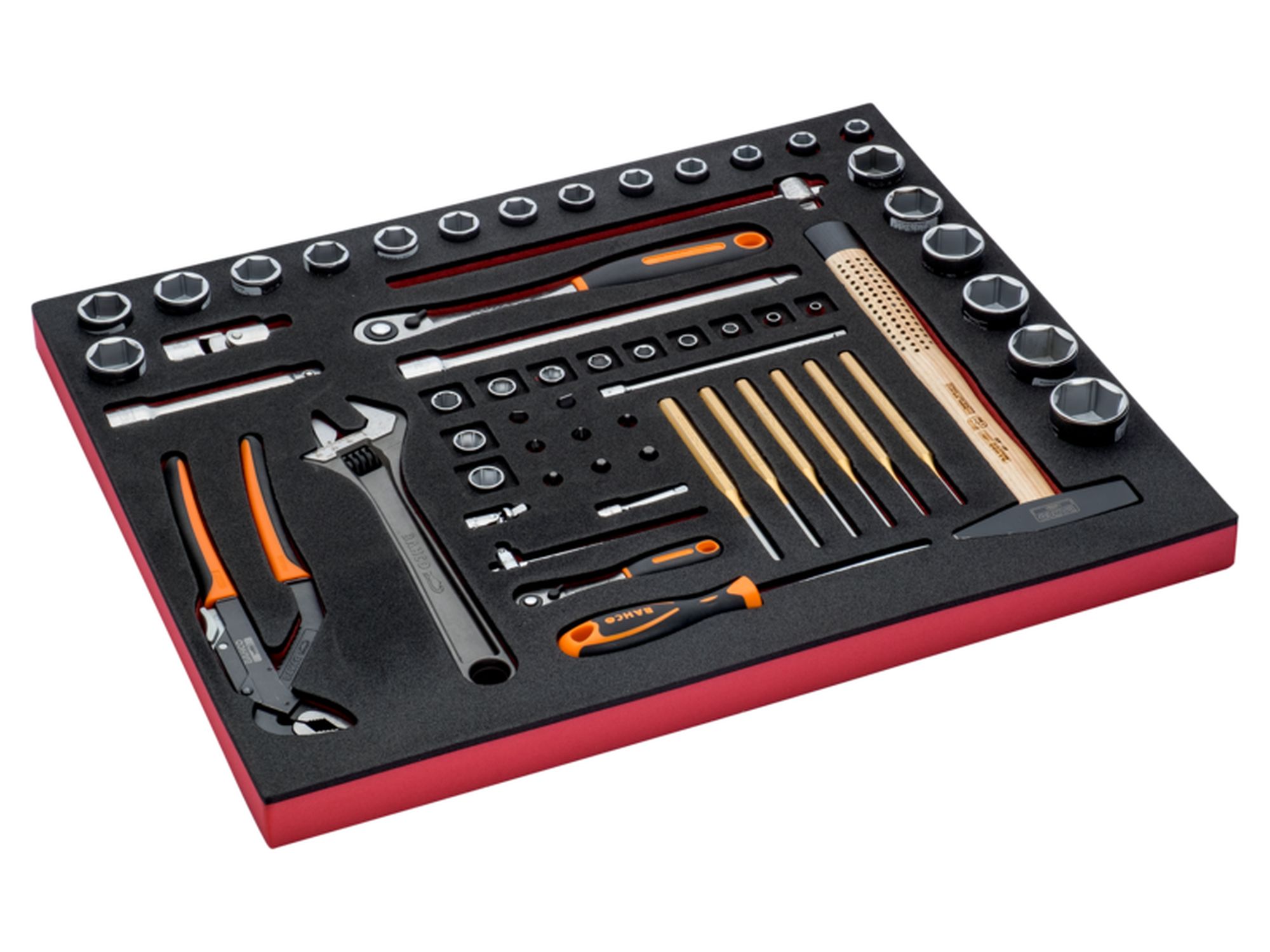 Juego de vasos y herramientas de golpeo en bandeja de foam 3/3 Fit&Go, 60 unidades