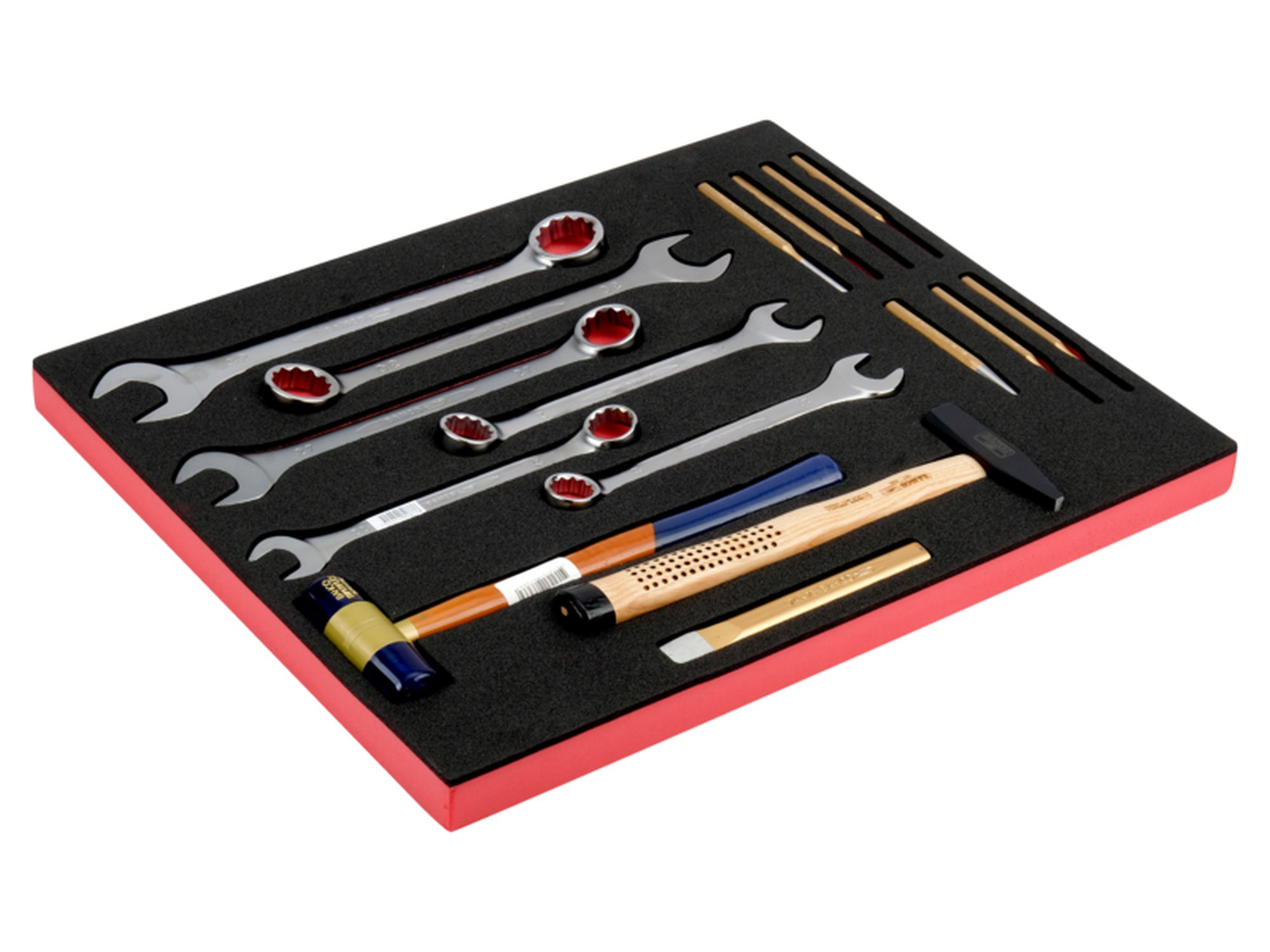 Juego de llaves y destornilladores en bandeja de foam 3/3 Fit&Go, 16 unidades