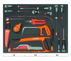 Juego de destornilladores y herramientas de corte en bandeja de foam 3/3 Fit&Go, 16 unidades