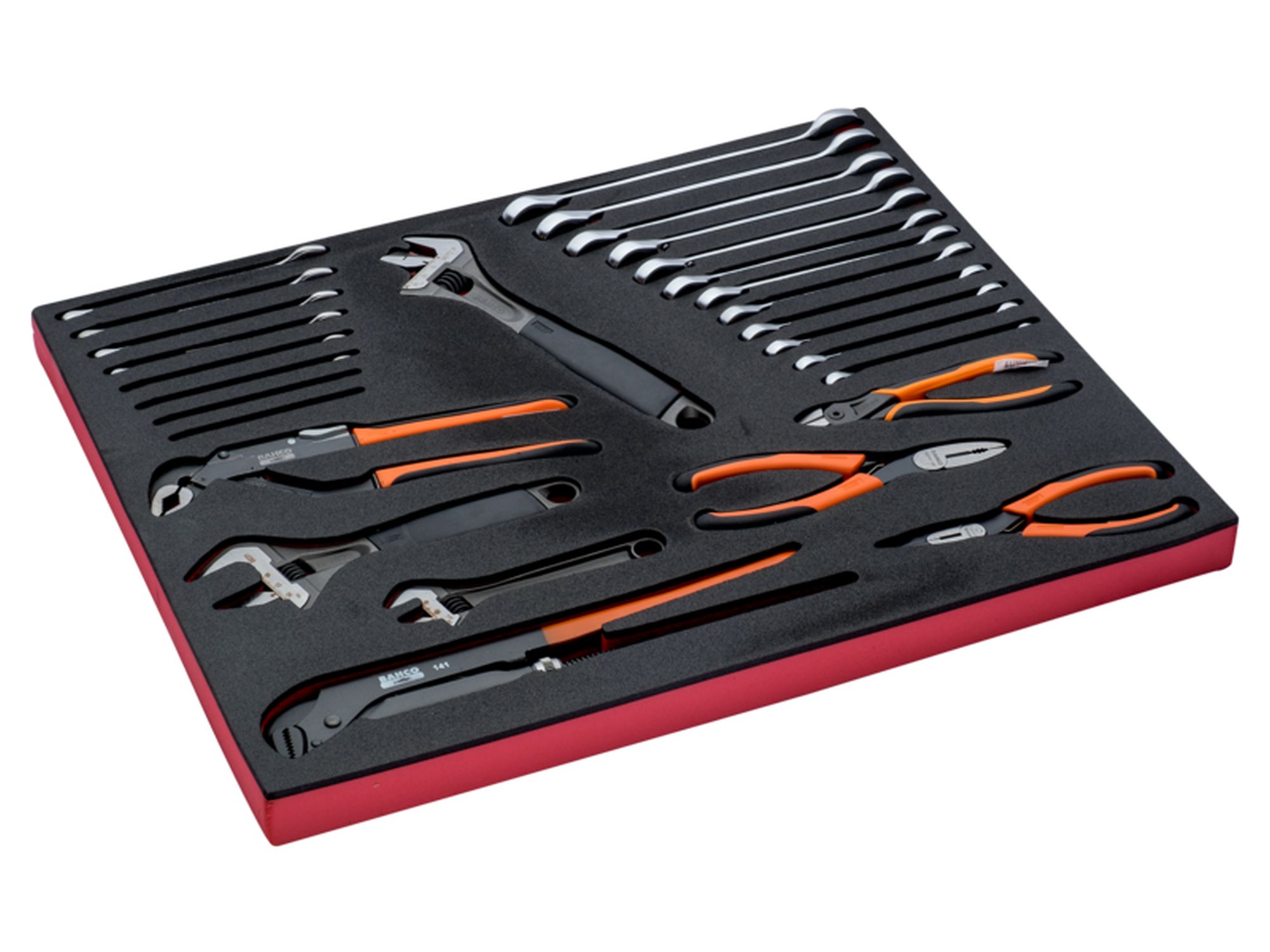 Juego de alicates y llaves en bandeja de foam 3/3 Fit&Go, 28 unidades