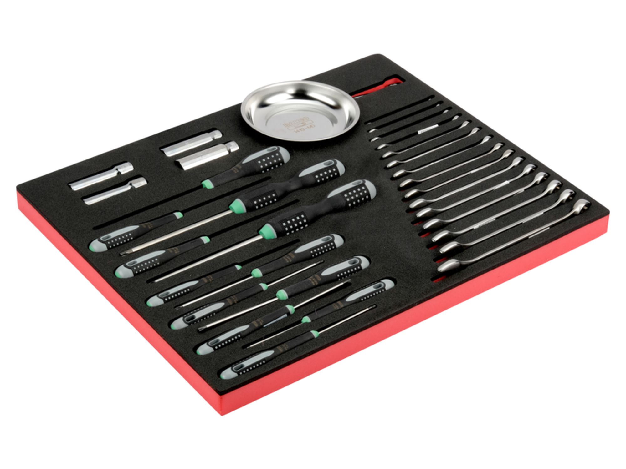 Juego de vasos y llaves en bandeja de foam 3/3 Fit&Go, 32 unidades