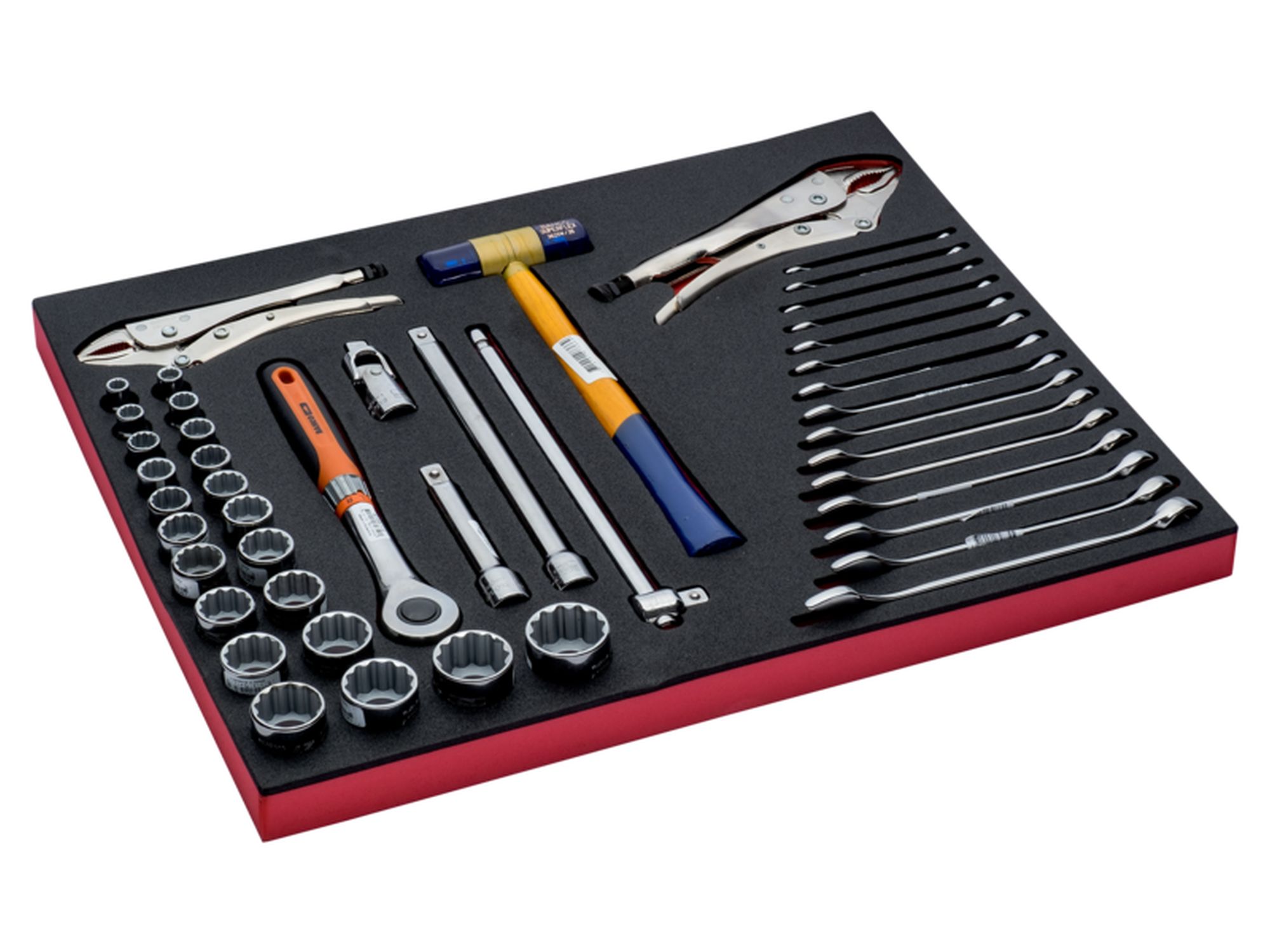 Juego de vasos, llaves y grips en bandeja de foam 3/3 Fit&Go, 45 unidades