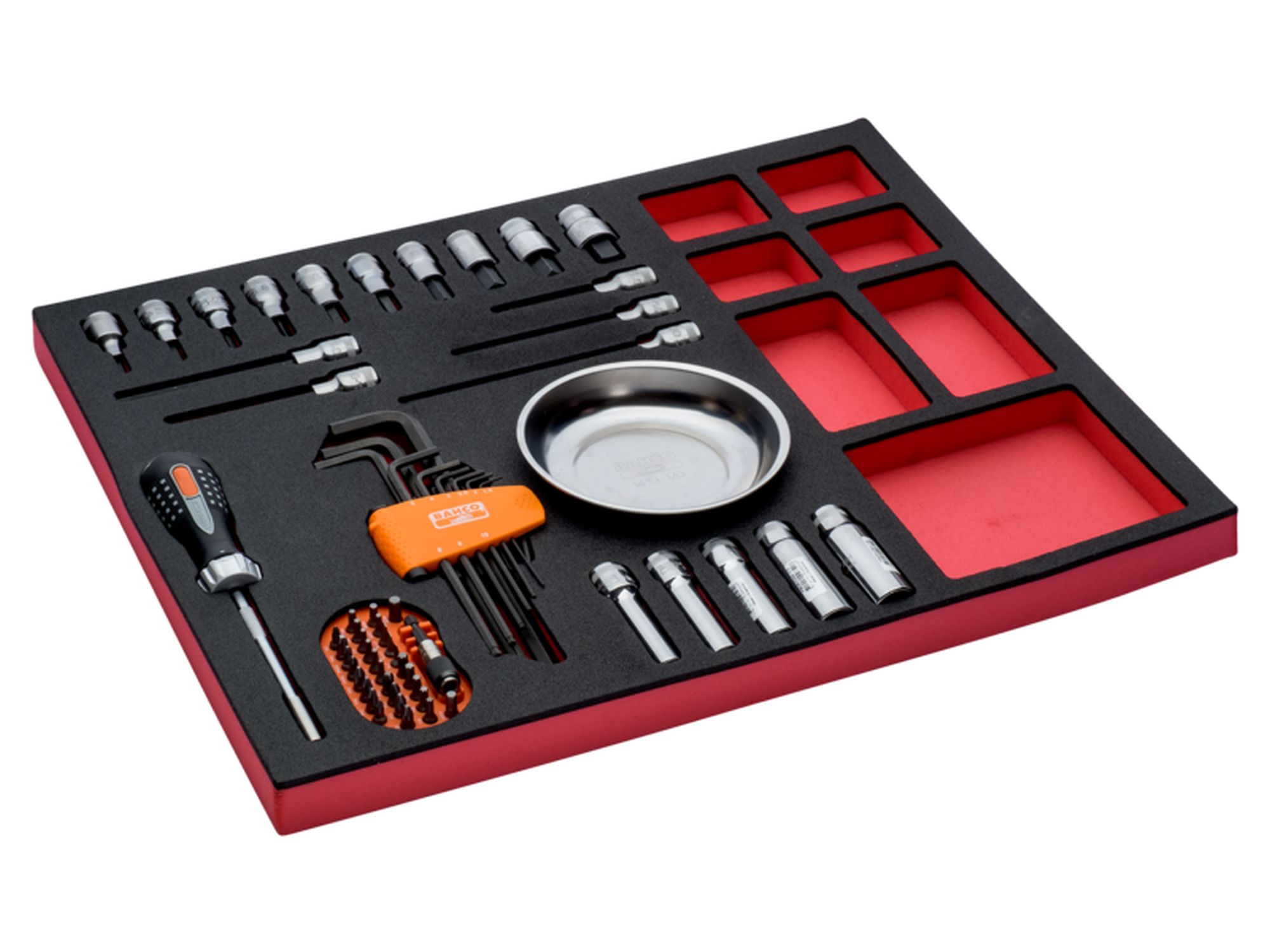 Juego de vasos y vasos con punta en bandeja de foam 3/3 Fit&Go, 62 unidades