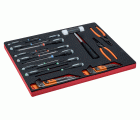 Juego de destornilladores y llaves acodadas en bandeja de foam 3/3 Fit&Go, 38 unidades