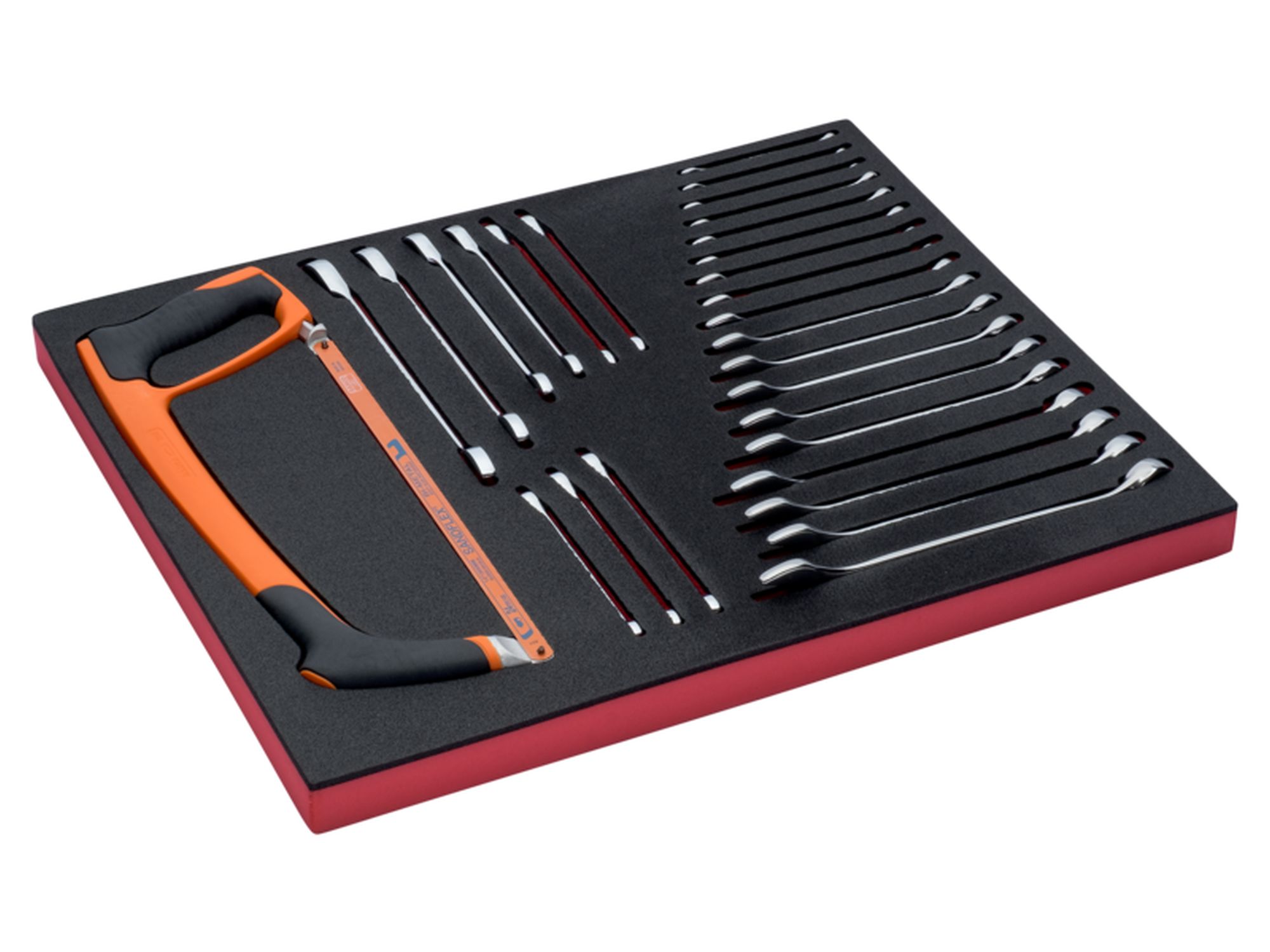 Juego de llaves/arco de sierra en bandeja de foam 3/3 Fit&Go, 28 unidades