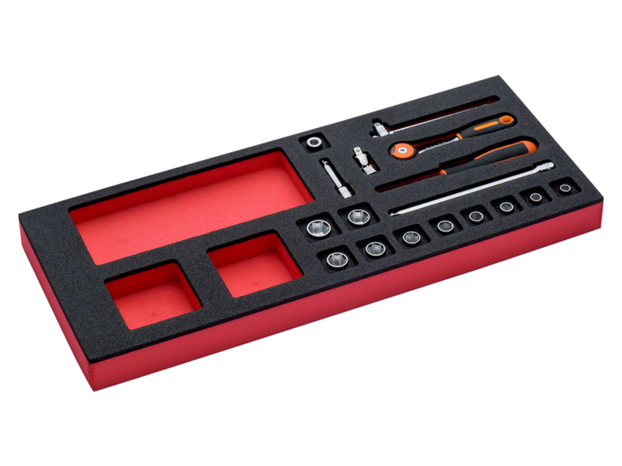 Juego de carraca de cabeza tipo pera y vasos de 1/4