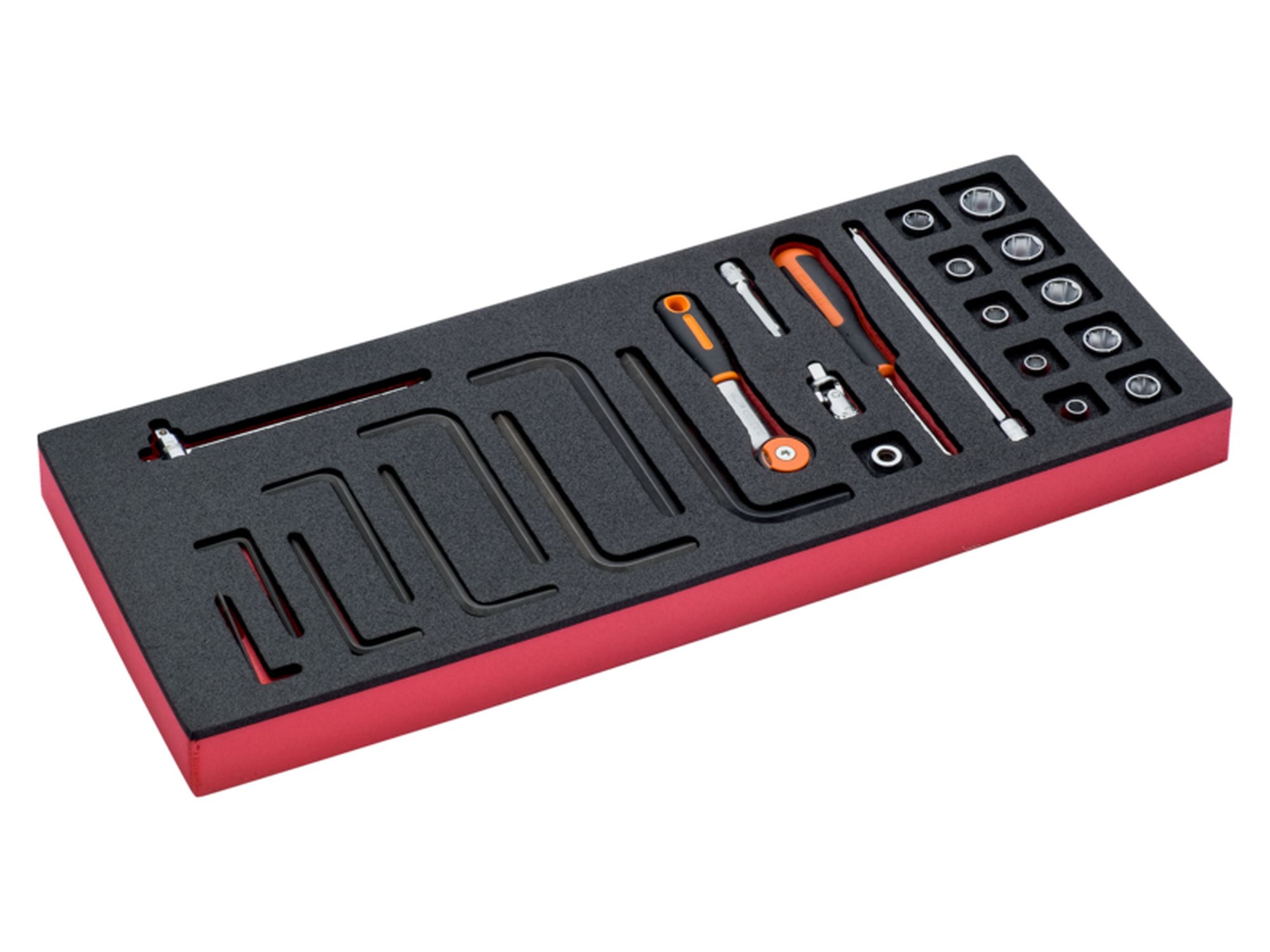 Juego de carraca de cabeza redonda y vasos de 1/4