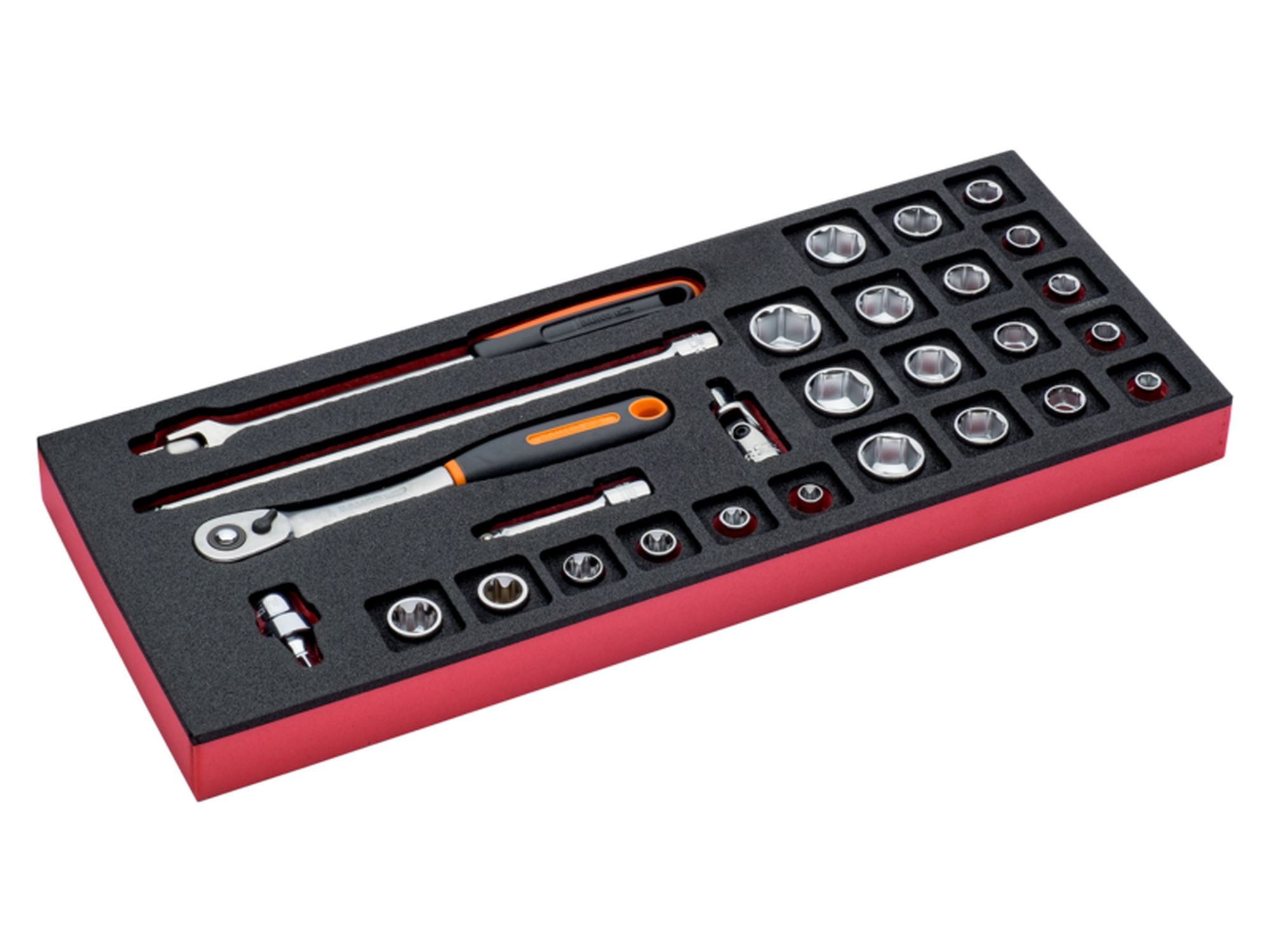 Juego de carraca de cabeza tipo pera y vasos de 3/8