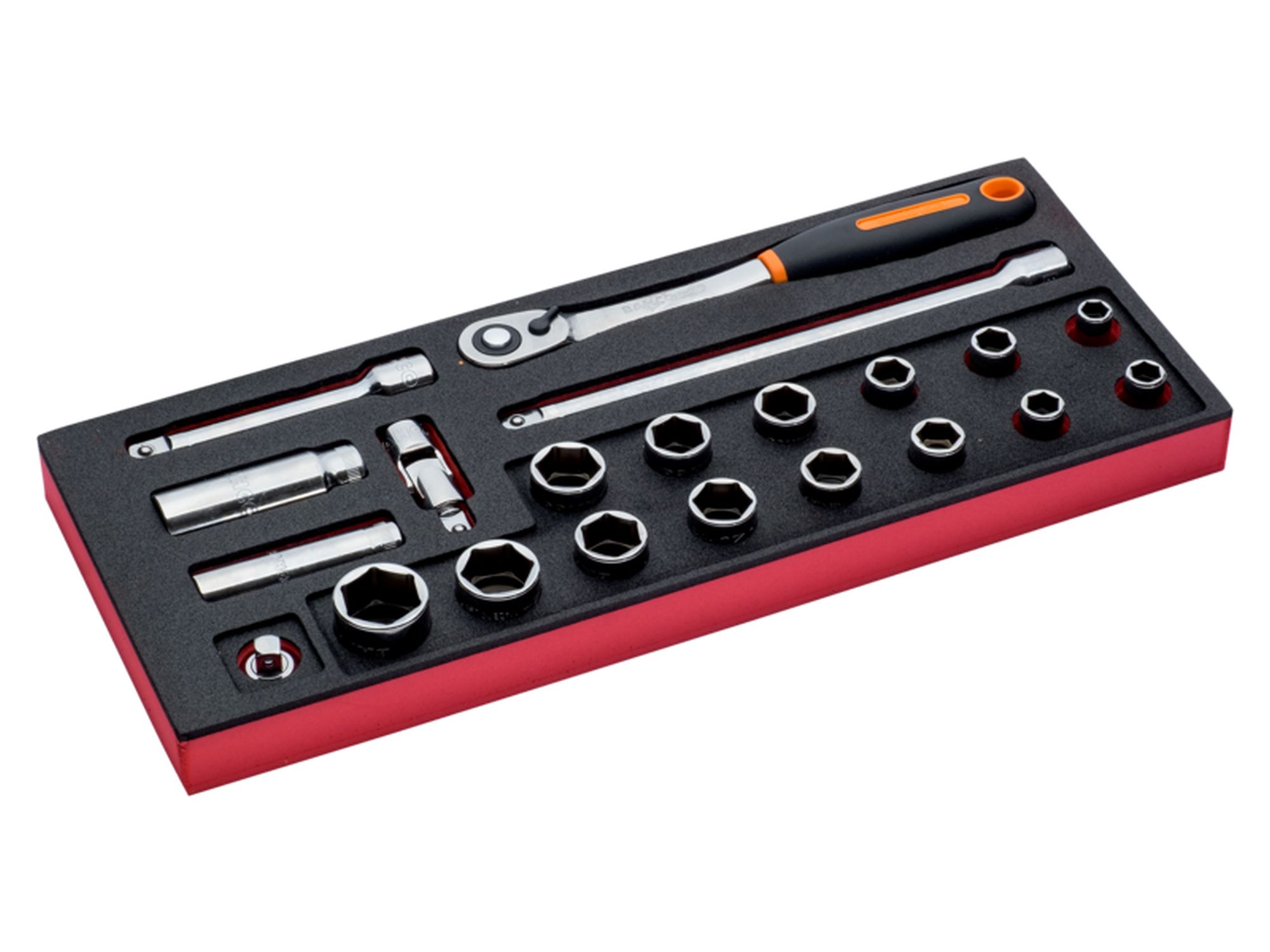 Juego de carraca de cabeza redonda y vasos de 1/2