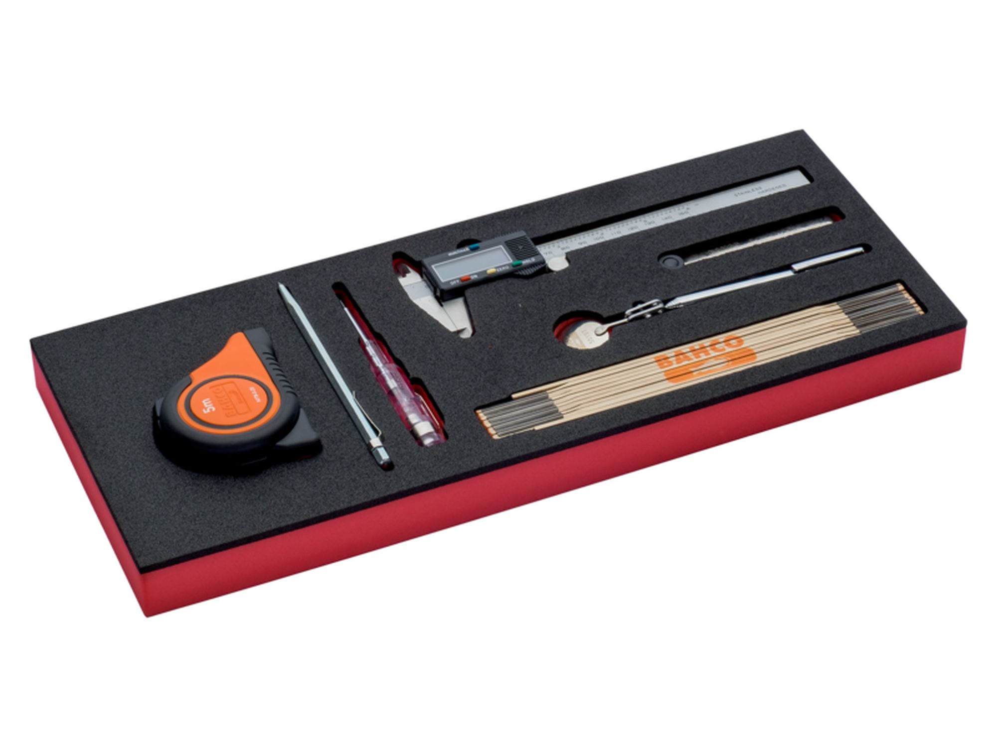 Juego de herramientas de medición en bandeja de foam 1/3 Fit&Go (7 piezas)