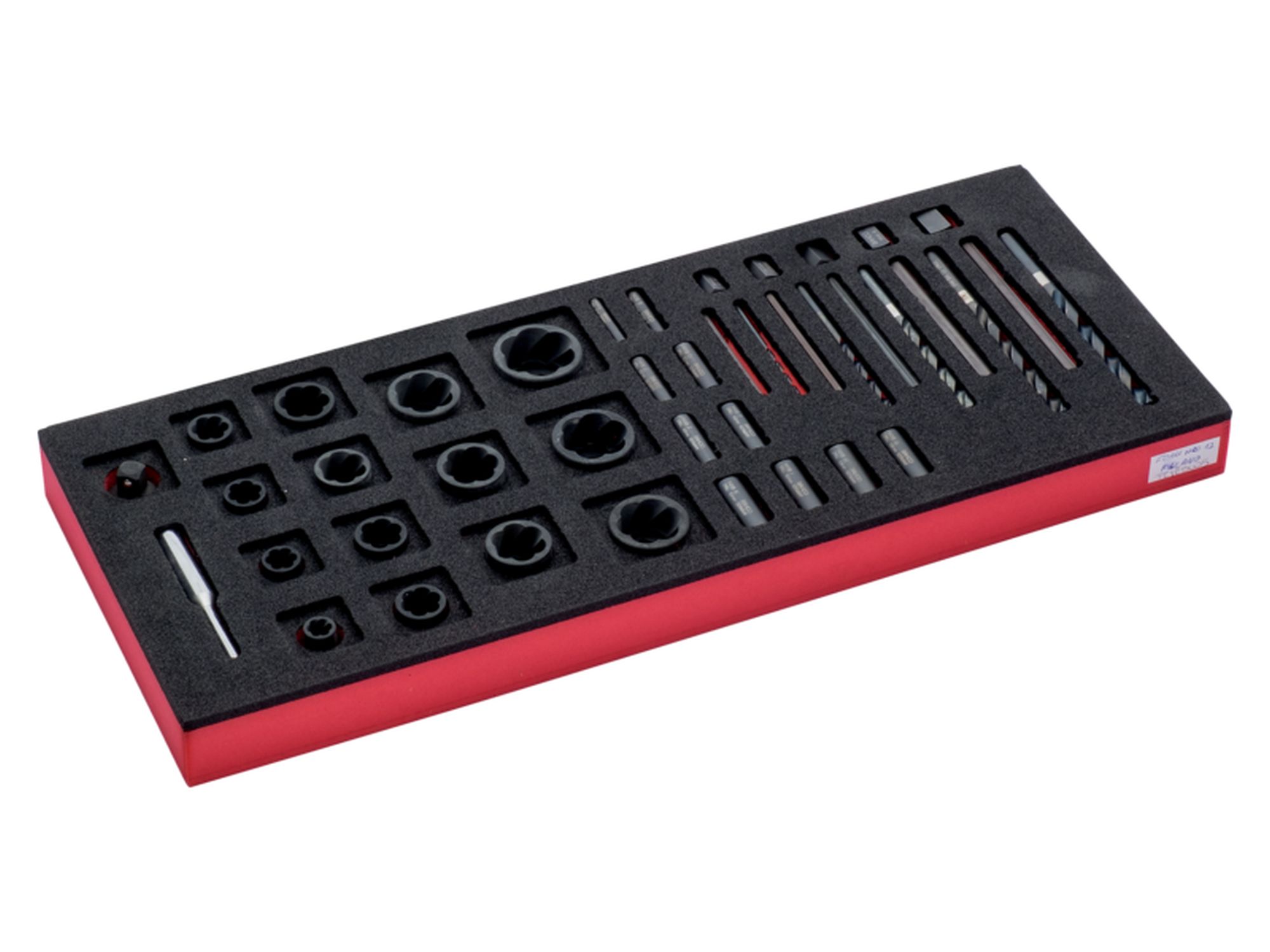 Juego de extractores y vasos en bandeja de foam 1/3 Fit&Go (35 piezas)