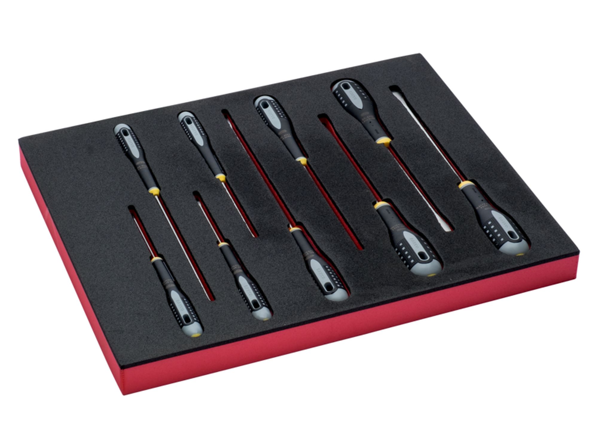 Juego de destornilladores ranurados en bandeja de foam 2/3 Fit&Go (8 piezas)