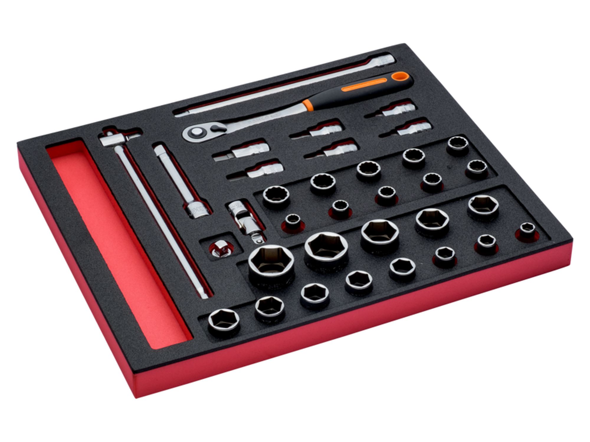 Juego de carraca de cabeza redonda y vasos de 1/2