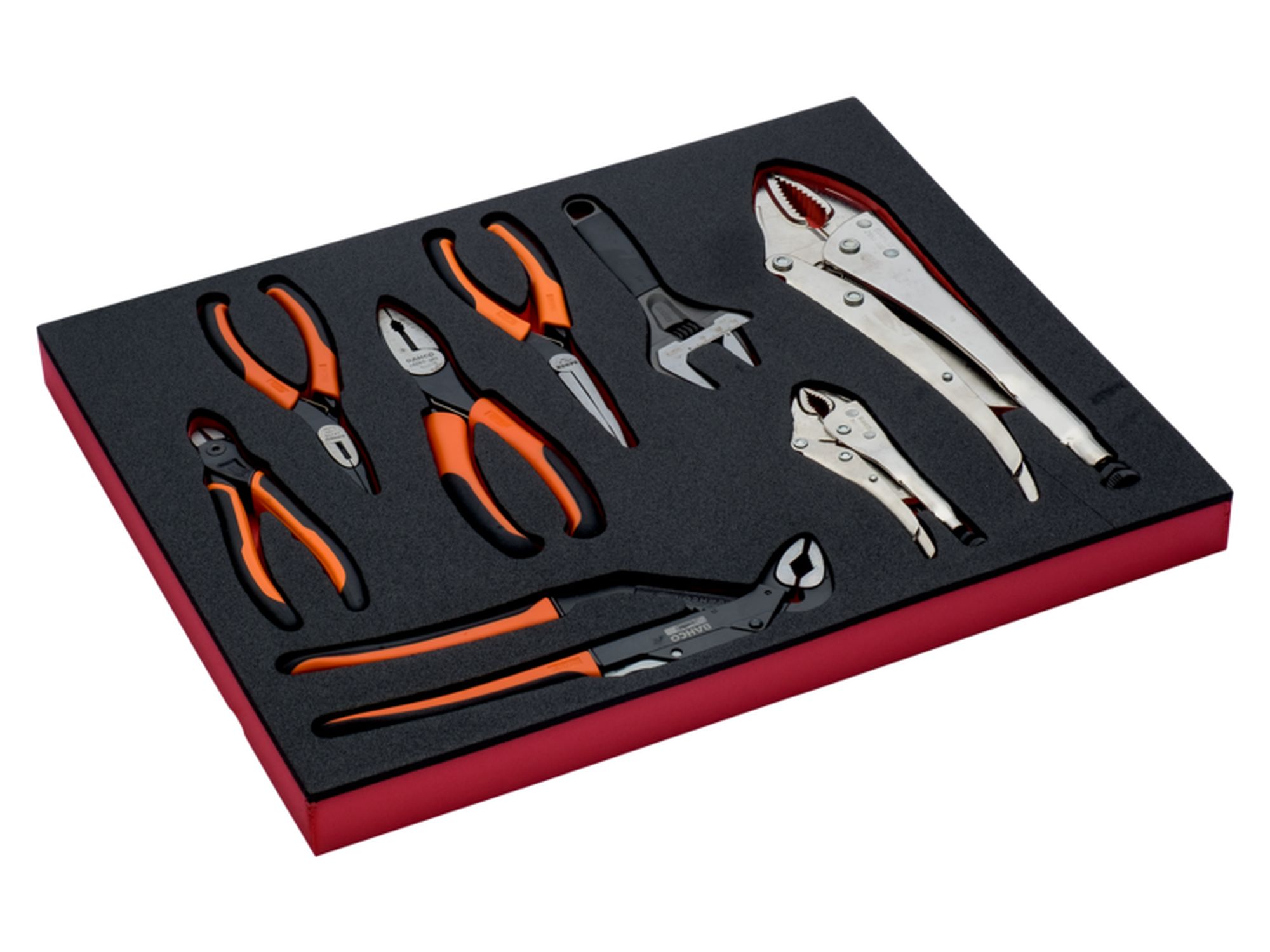 Juego de alicates y llaves en bandeja de foam 2/3 Fit&Go (8 piezas)