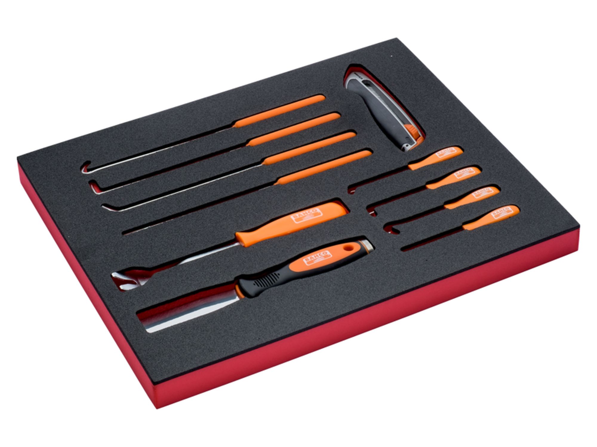 Juego de cúter, punzones y ganchos en bandeja de foam 2/3 Fit&Go (11 piezas)