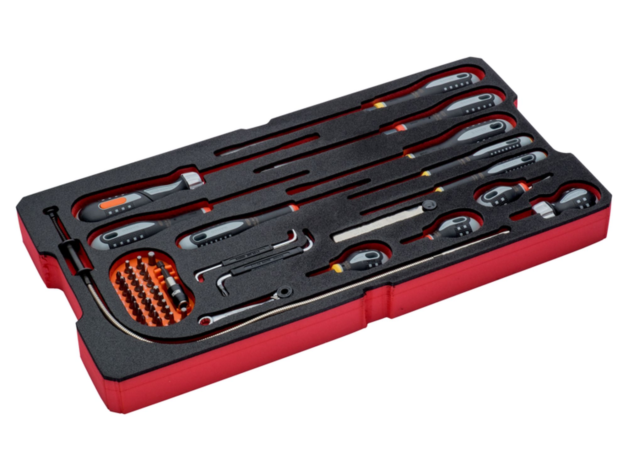 Juego de destornilladores en bandeja de foam para las maletas rígidas 