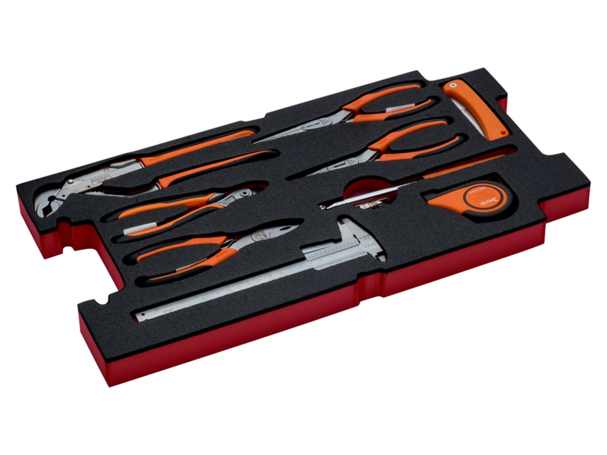 Juego de alicates para usos generales en bandeja de foam para las maletas rígidas 