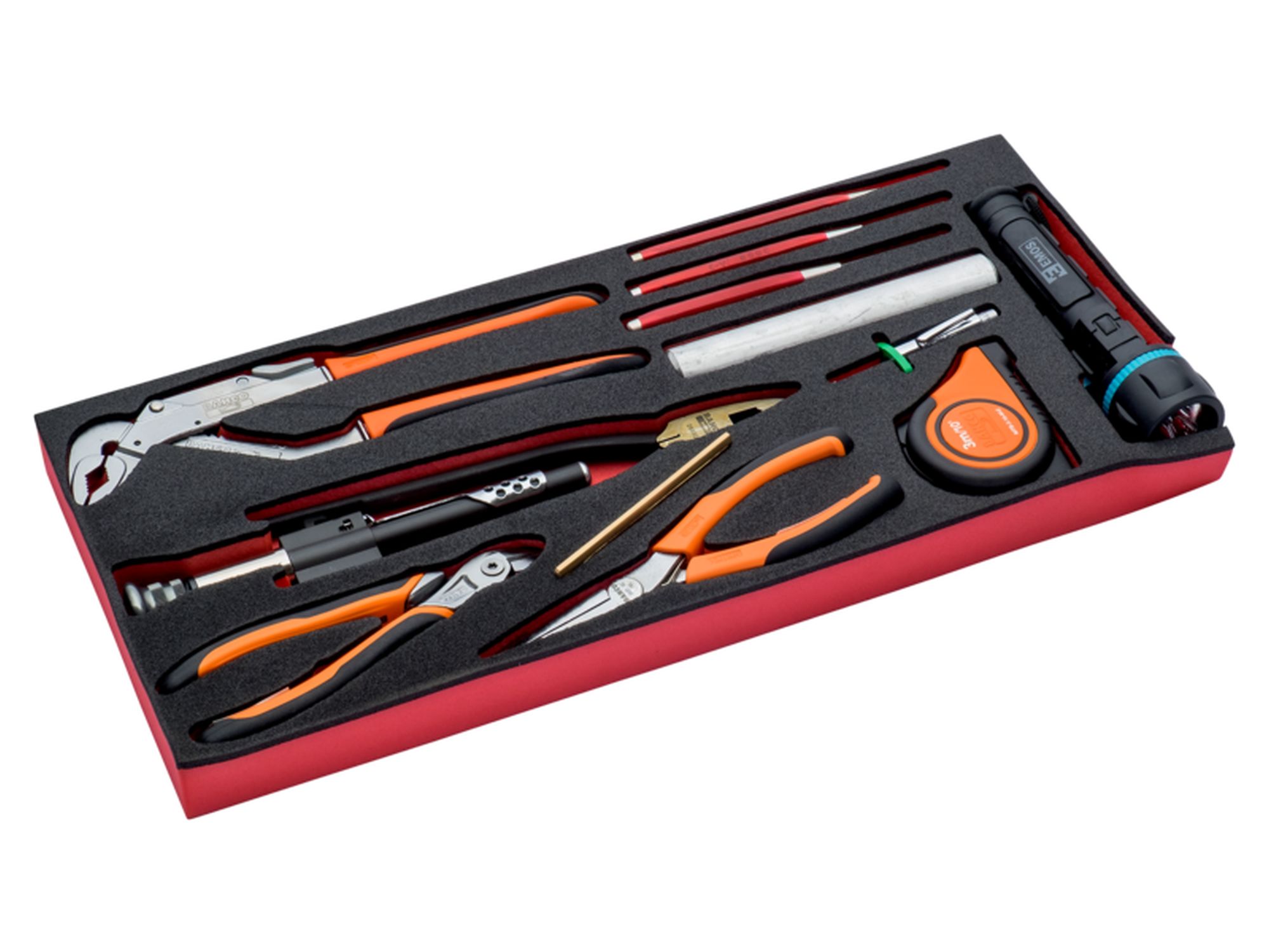 Bandeja de foam con composición de herramientas en pulgadas para nuestras cajas metálicas de las series 1483K y 1483KHD (12 piezas)