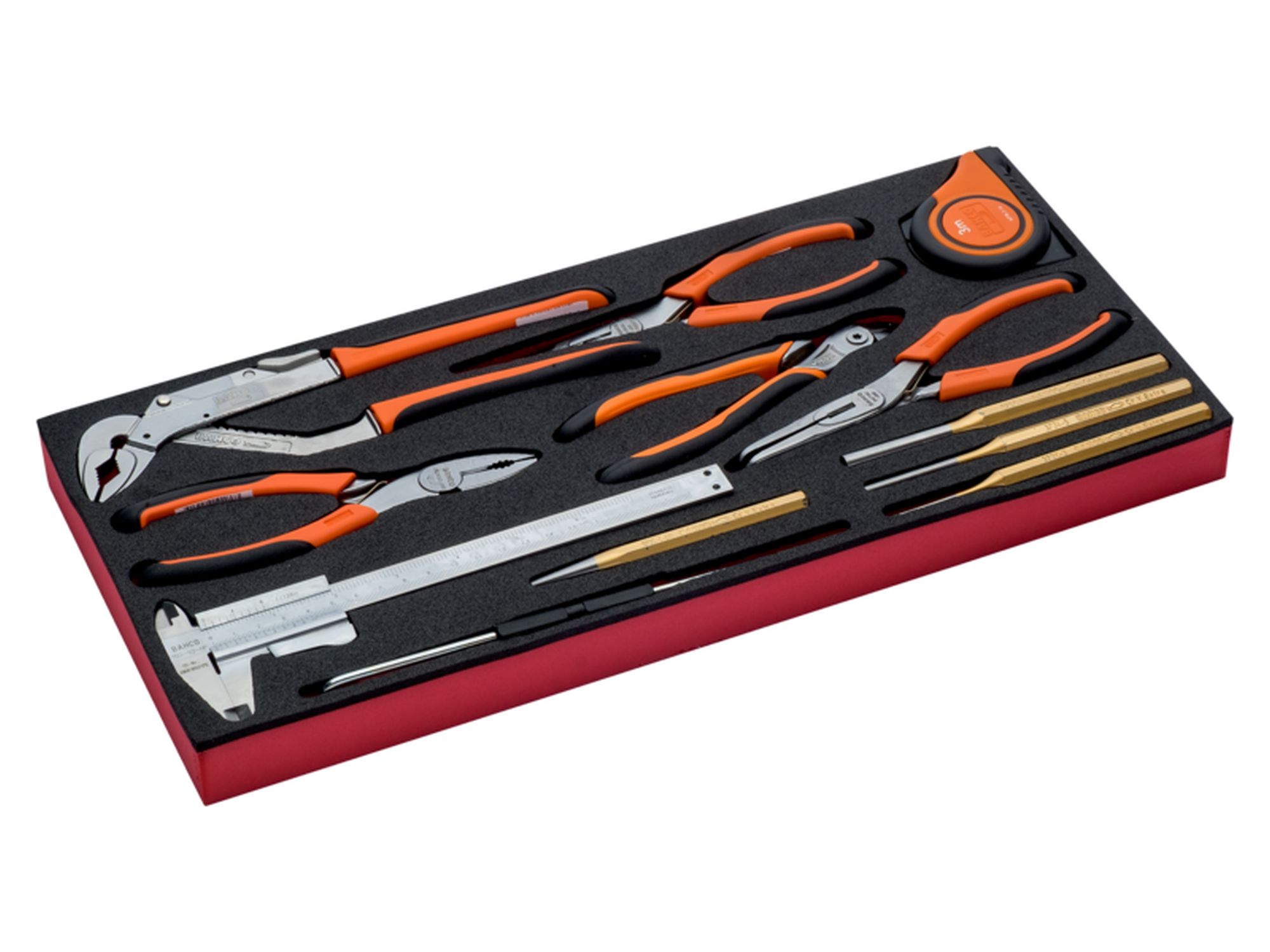 Bandeja de foam con composición de herramientas métricas para nuestras cajas metálicas de las series 1483K y 1483KHD (12 piezas)