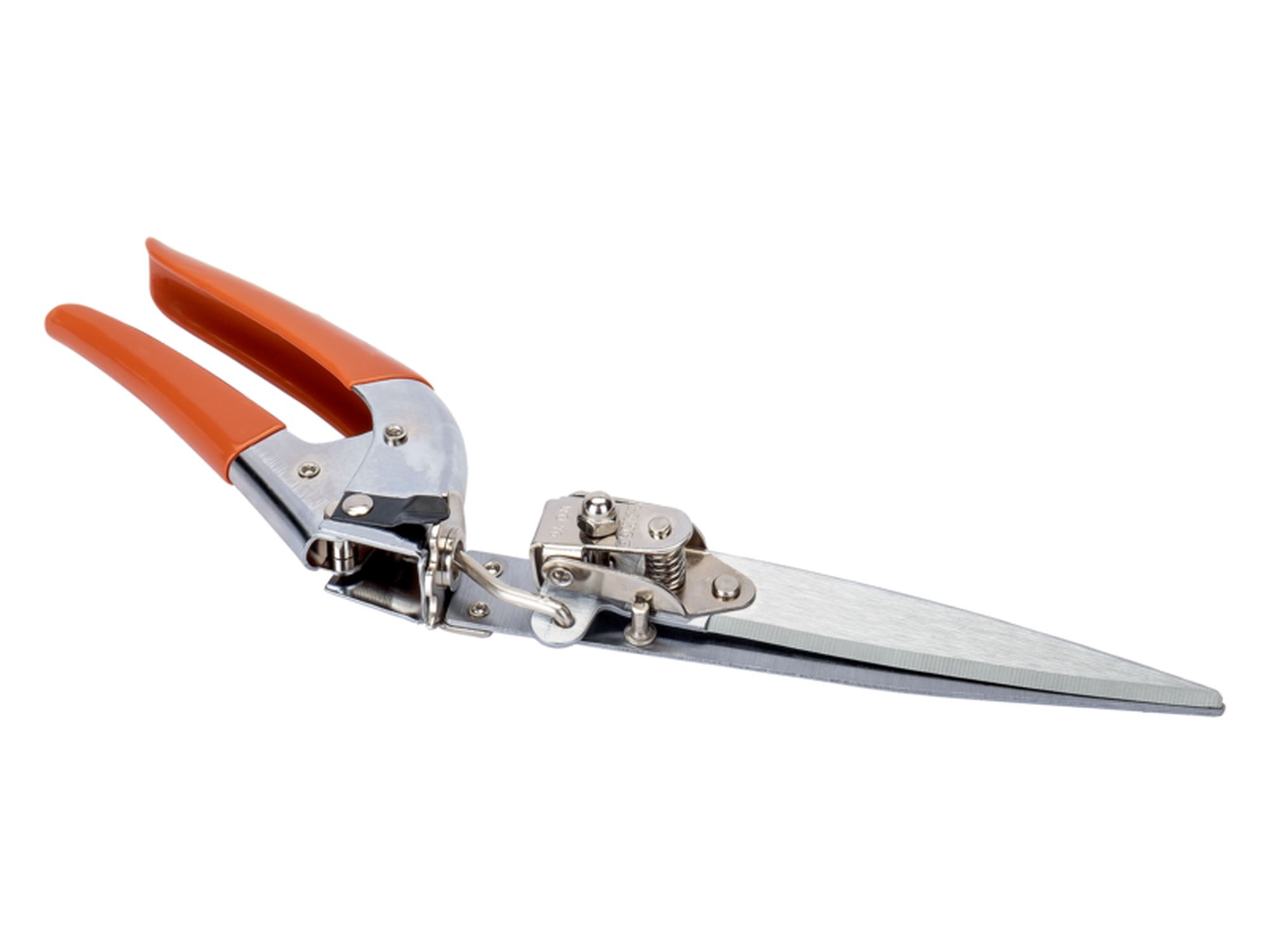 Tijeras cortacésped de tres posiciones con funda de plástico en el mango