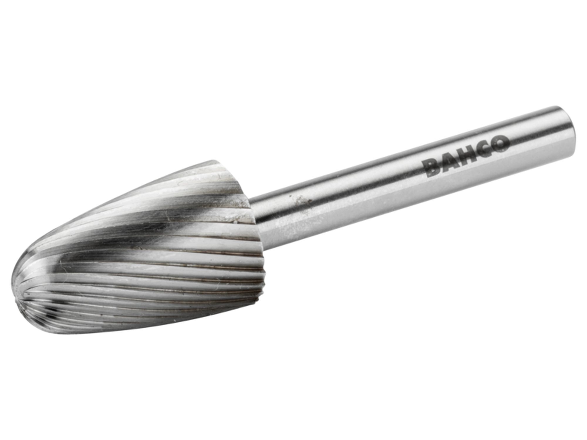 Lima rotativa ojival de punta redonda, de acero rápido, 16 x 25 mm, para acero blando, con corte medio (6 mm)