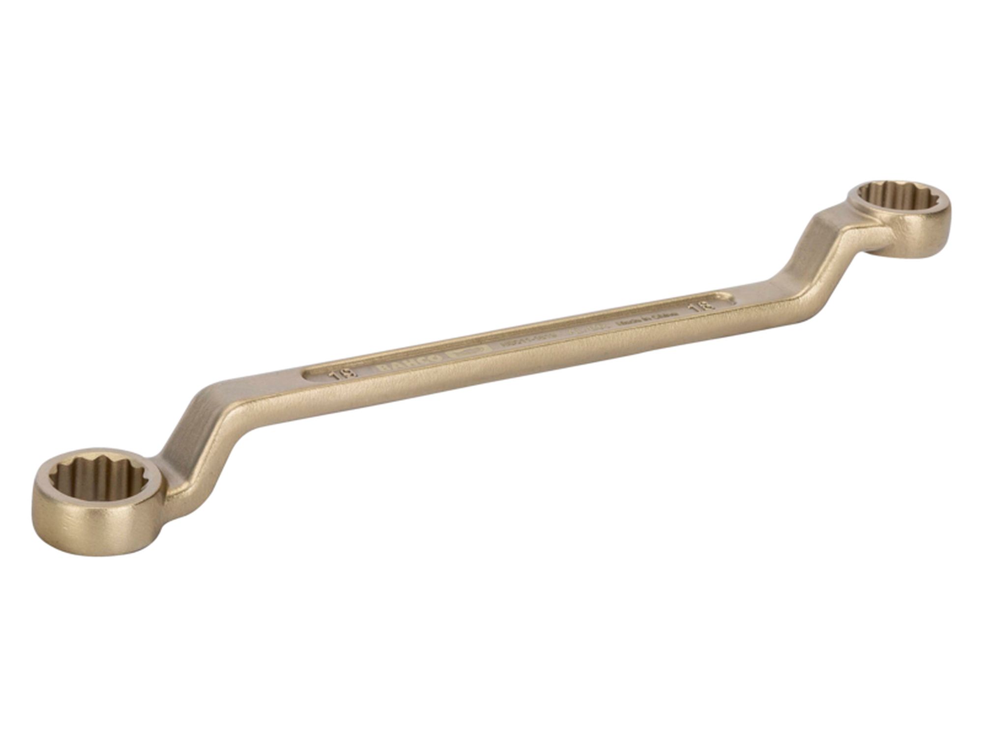 Llave de estrella acodada de dos bocas de 16 x 17 mm, anti-chispa de aluminio bronce (220 mm)