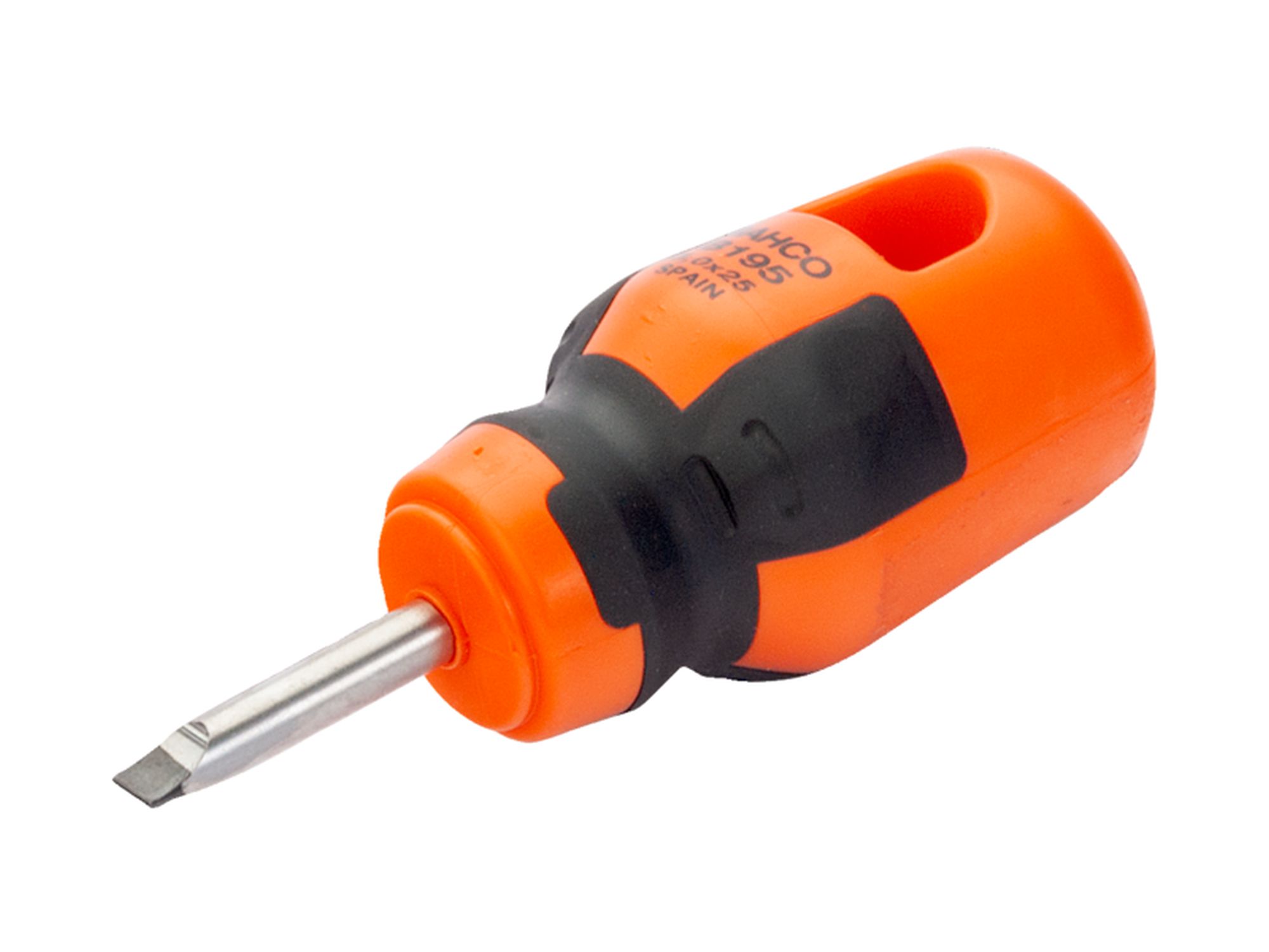 Destornillador de punta recta BahcoFit con mango de goma Stubby (1,2 x 6 x 25 mm, embalaje en blíster)