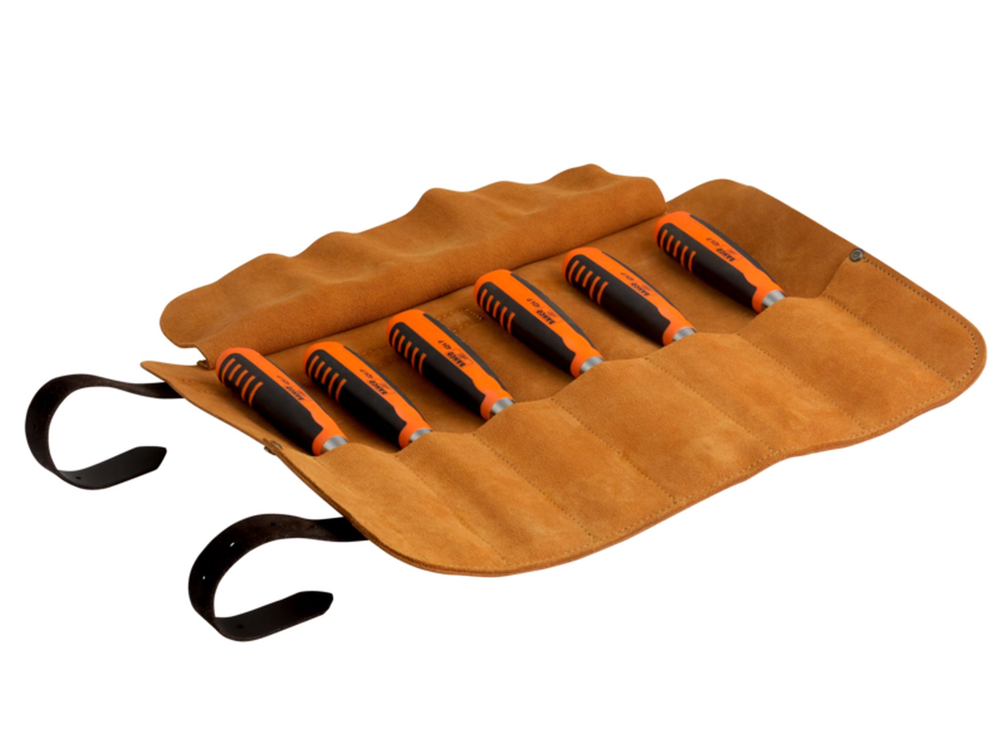 Professional 2 Component Handle Chisel Set in Leather Roll Pouch - 6 Pcs