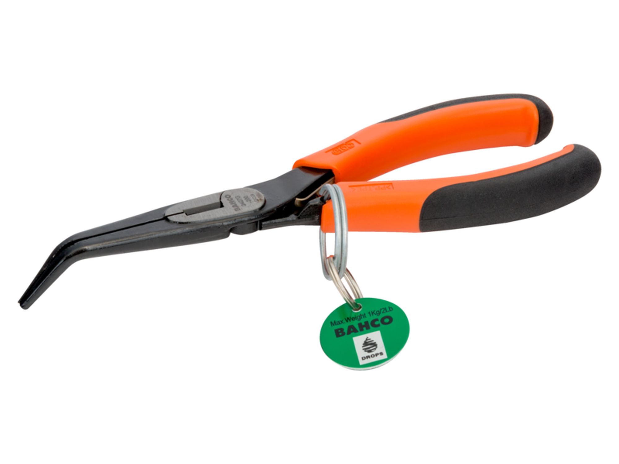 Alicates de boca semirredonda ERGO™ con punta curvada a 45° y anilla de seguridad de 200 m