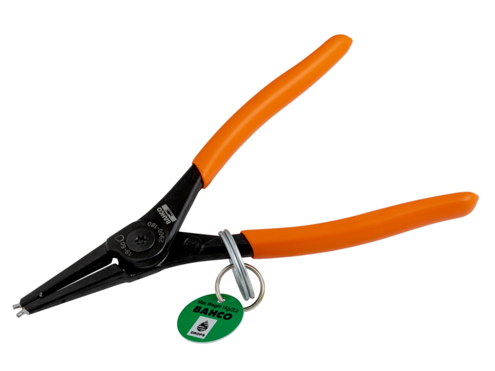 External Circlip Pliers with Straight Jaws and Phosphate Finish with Stainless Steel Ring 180 mm