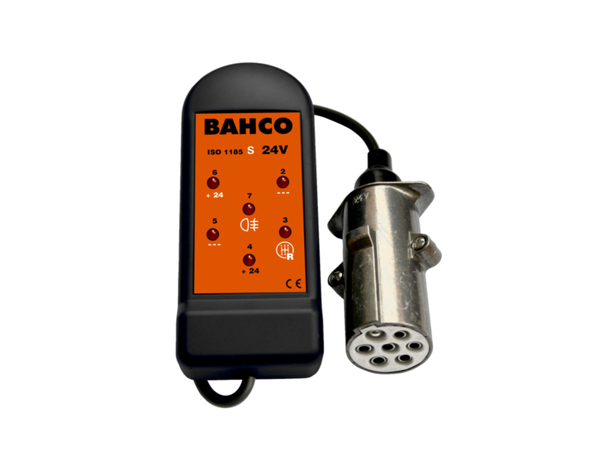 Comprobador toma de remolque 7 polos 24 V (24S). Aplicable en tomas 24S