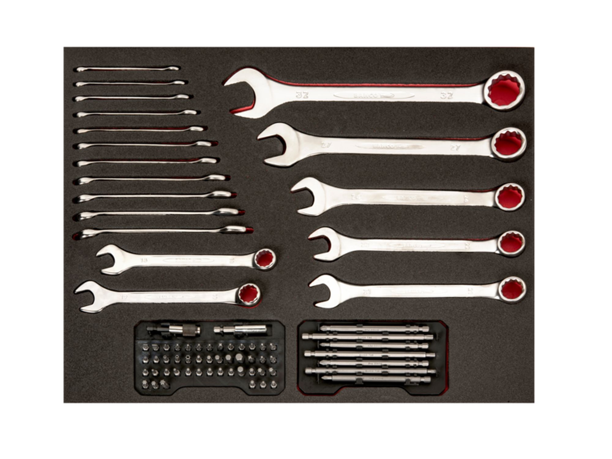 Juego de llaves y puntas en bandeja de foam 3/3 Fit&Go, 19 unidades