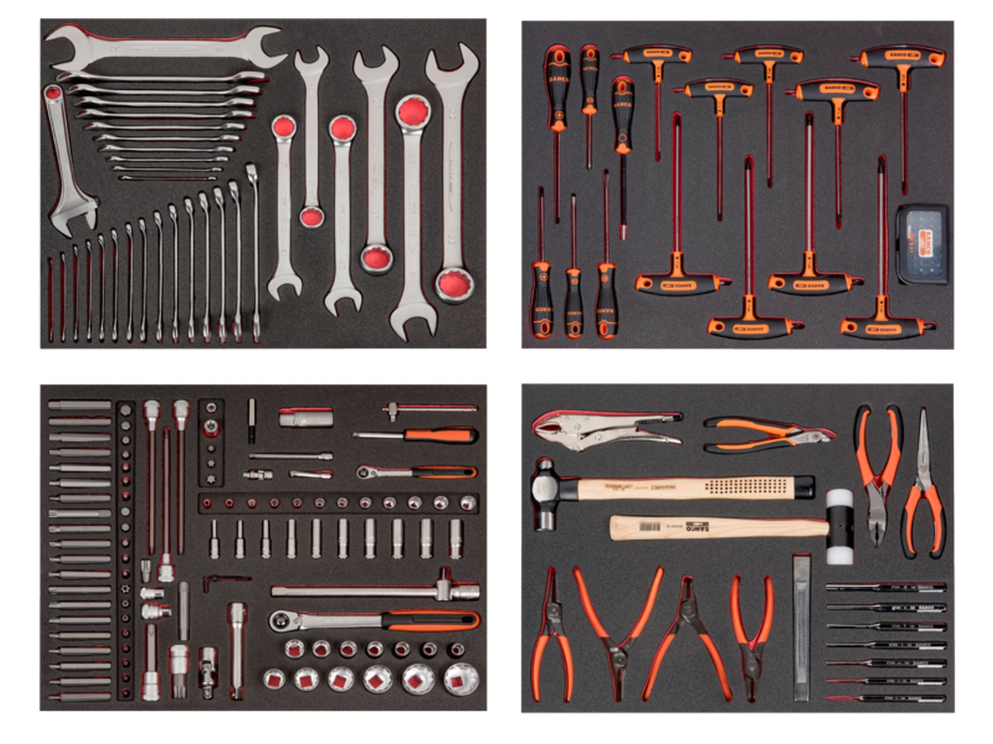 Composición de 4 foams de herramientas para automoción (177 piezas)