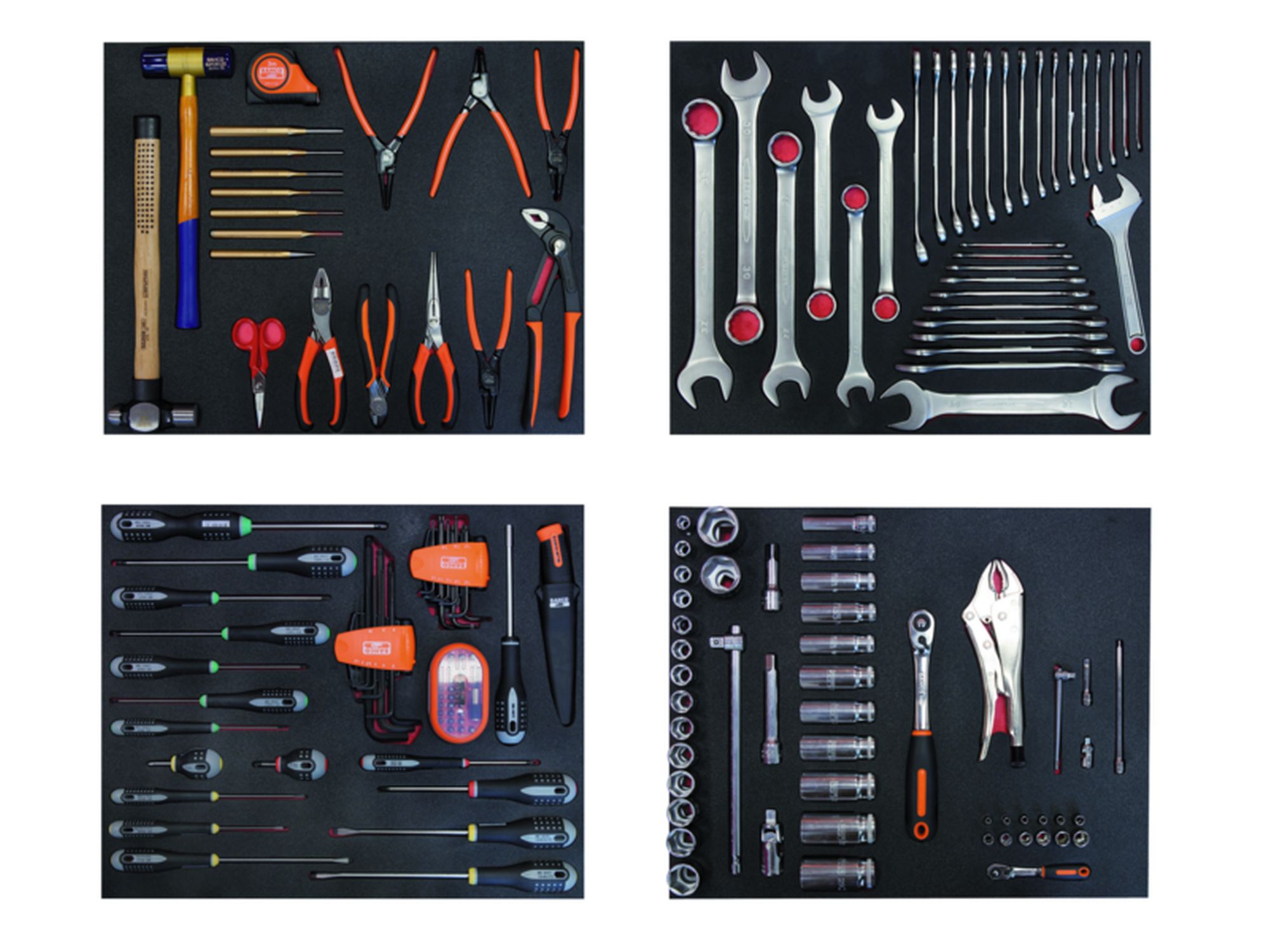 Composición de 4 foams de herramientas para automoción (168 piezas)