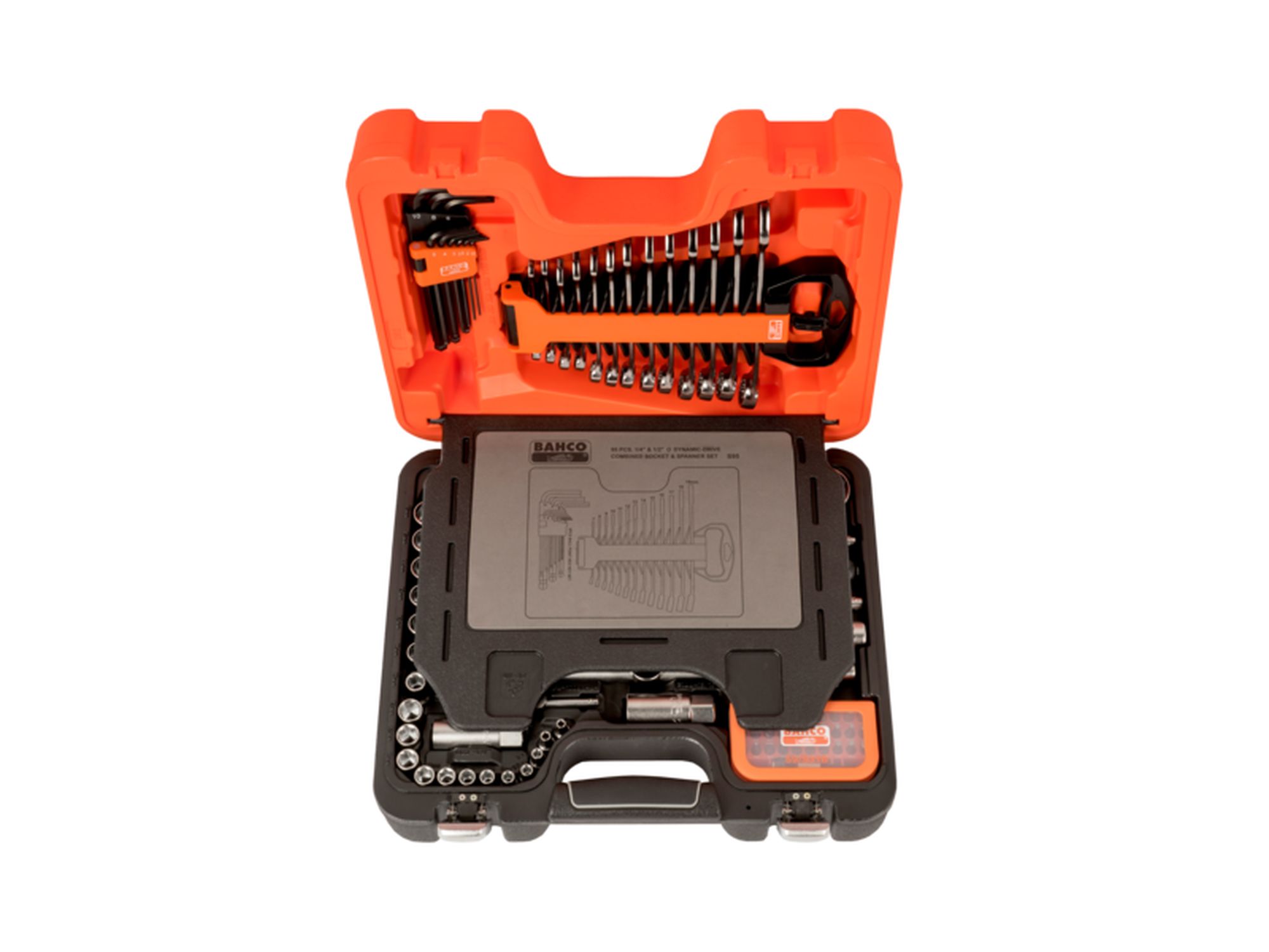 Juego de vasos con llaves combinadas, llaves acodadas y puntas (95 piezas)