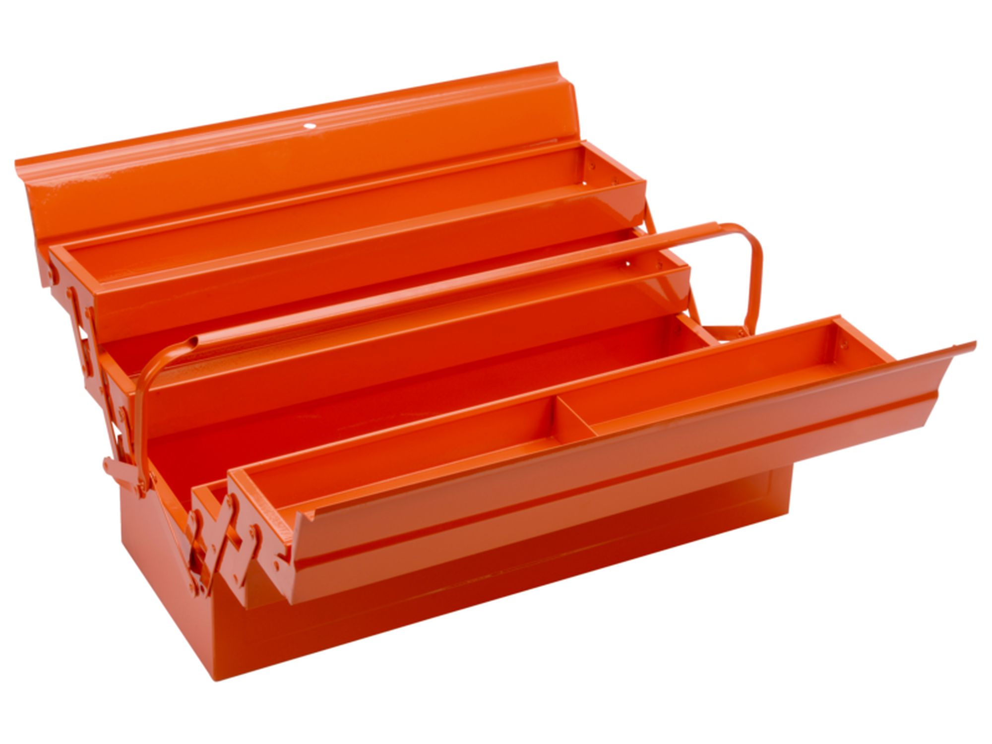 Caja de herramientas metálica con cinco compartimentos y posibilidad de colocar un candado de 530 mm x 200 mm x 200 mm