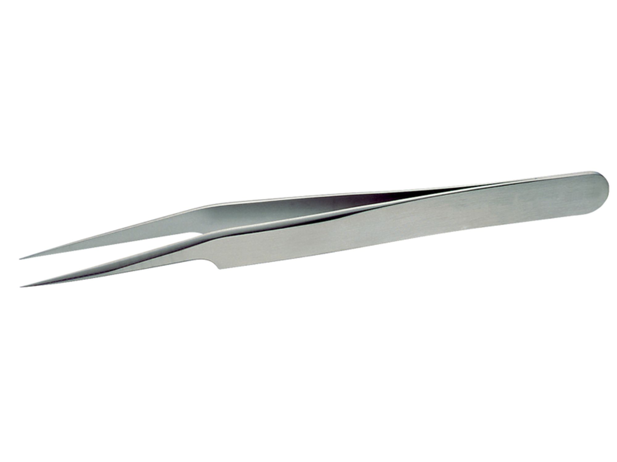 Pinzas de alta precisión, anti-magnéticas y de acero inoxidable con puntas extrafinas y ligeramente curvadas, 115 mm