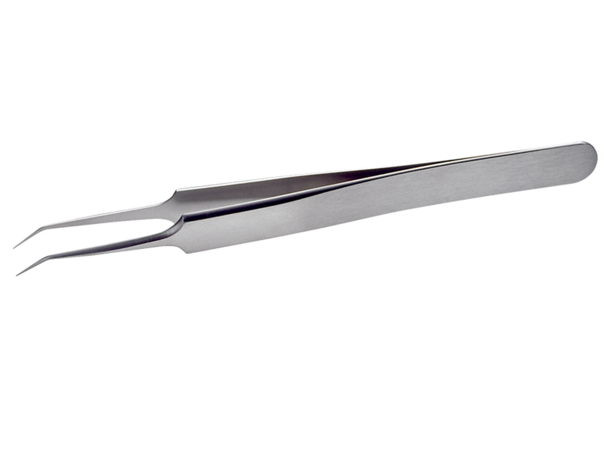 Pinzas de alta precisión, anti-magnéticas y de acero inoxidable con puntas extrafinas y dobladas, 110 mm
