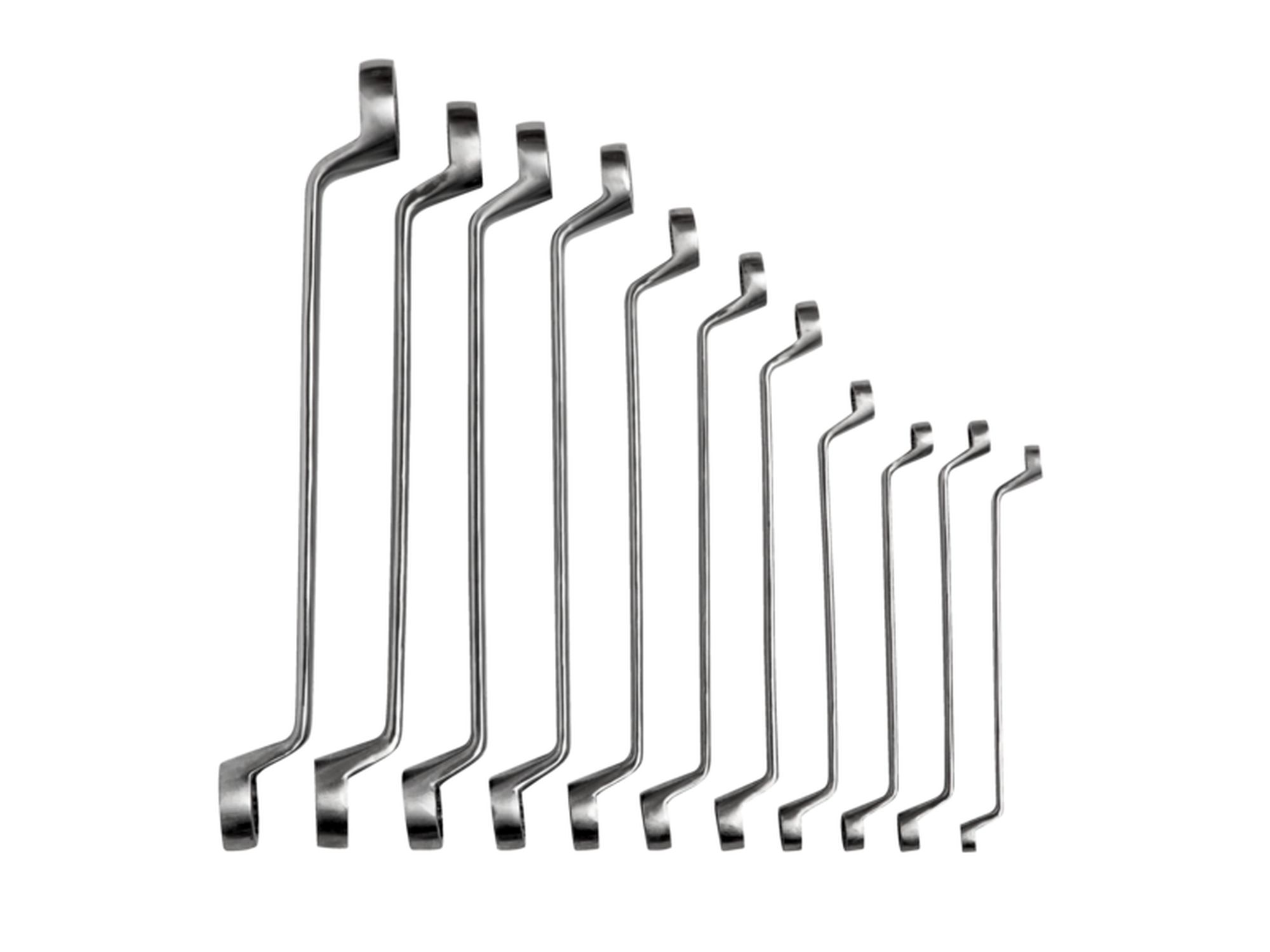Stainless Steel Double Ring-End Offset Metric Wrenches Sets - 11 Pcs