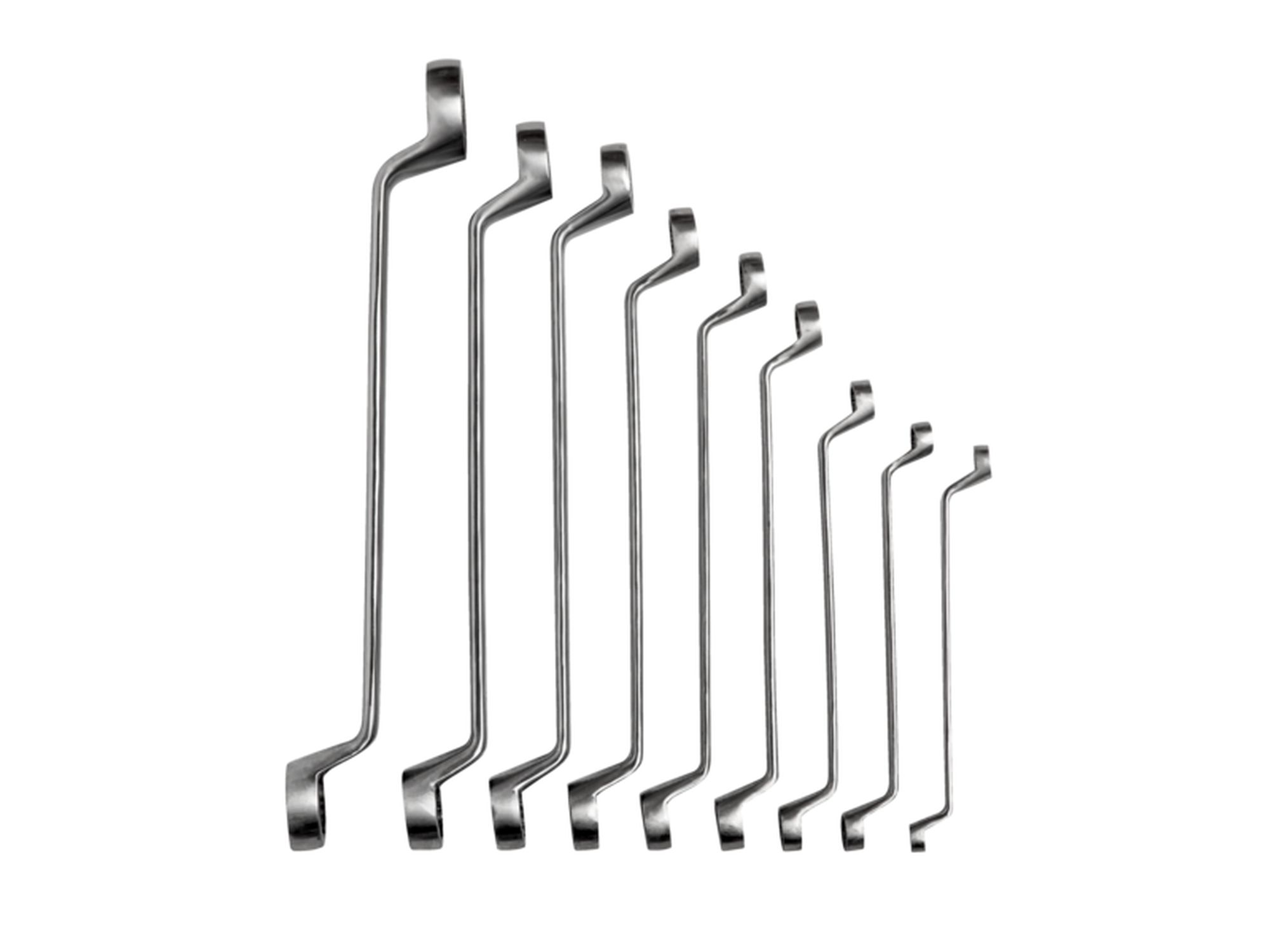 Stainless Steel Double Ring-End Offset Metric Wrenches Sets - 9 Pcs