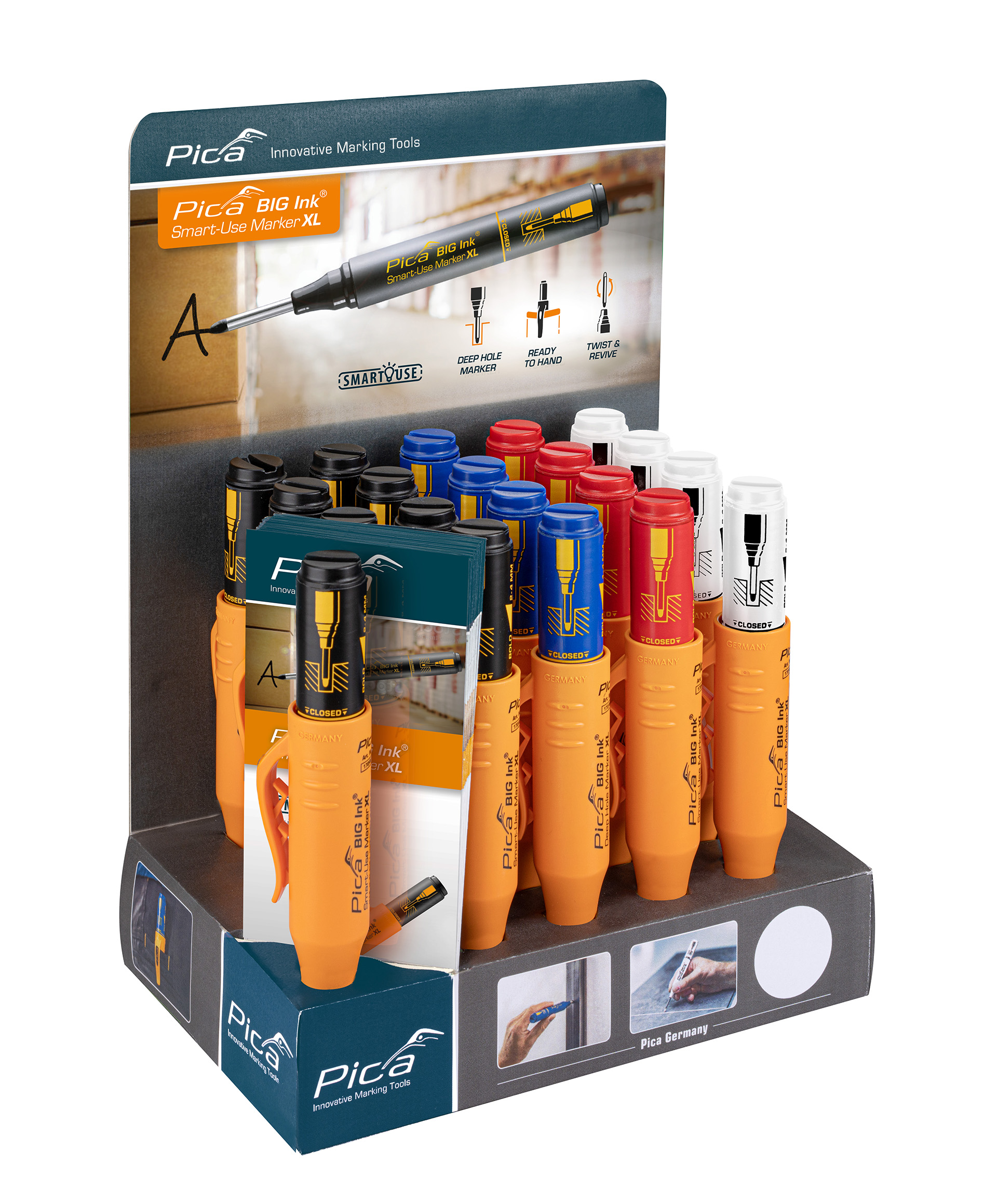 Expositor Marcadores BIG Ink Negro, Rojo, Azul