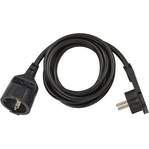 Alargador eléctrico IP20 H05VV-F3G1,5 de 2 m (Negro) con clavija plana