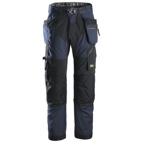 Snickers Workwear 6902 Pantalón largo FlexiWork+ con bolsillos flotantes azul marino-negro T.256